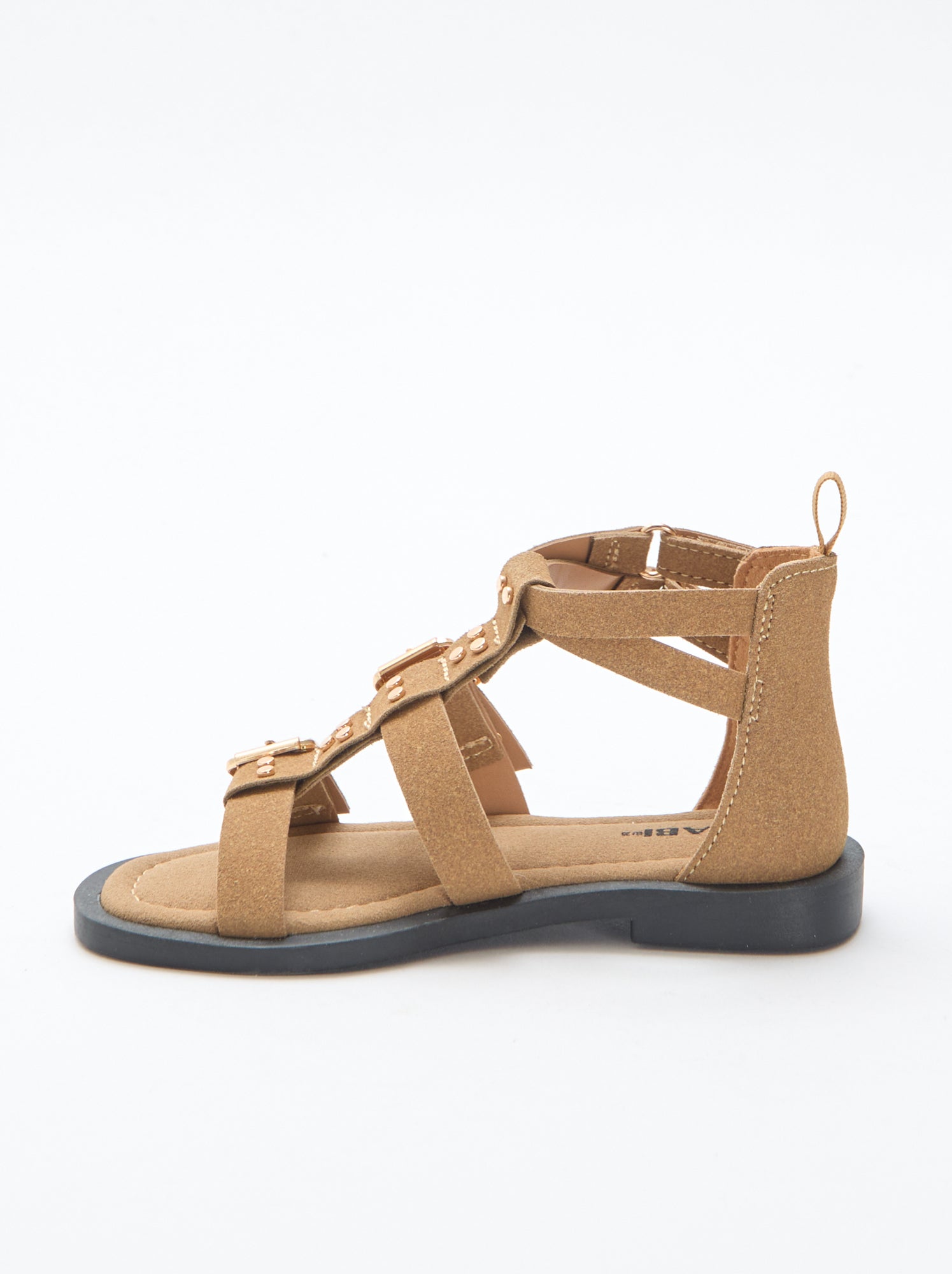 Paire de sandales plates avec brides clous - Beige