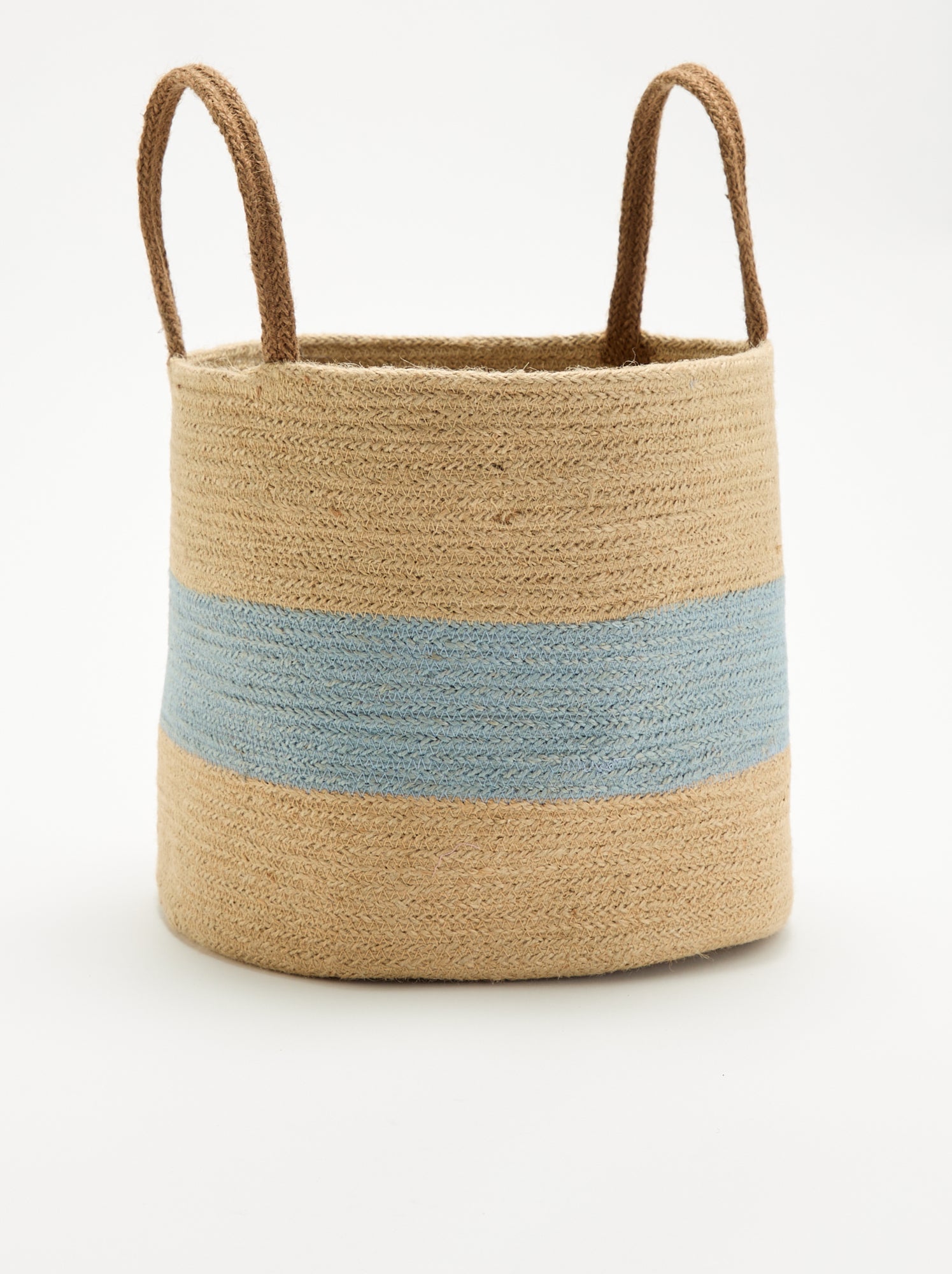 Panier en jute avec anses de portage - Bleu