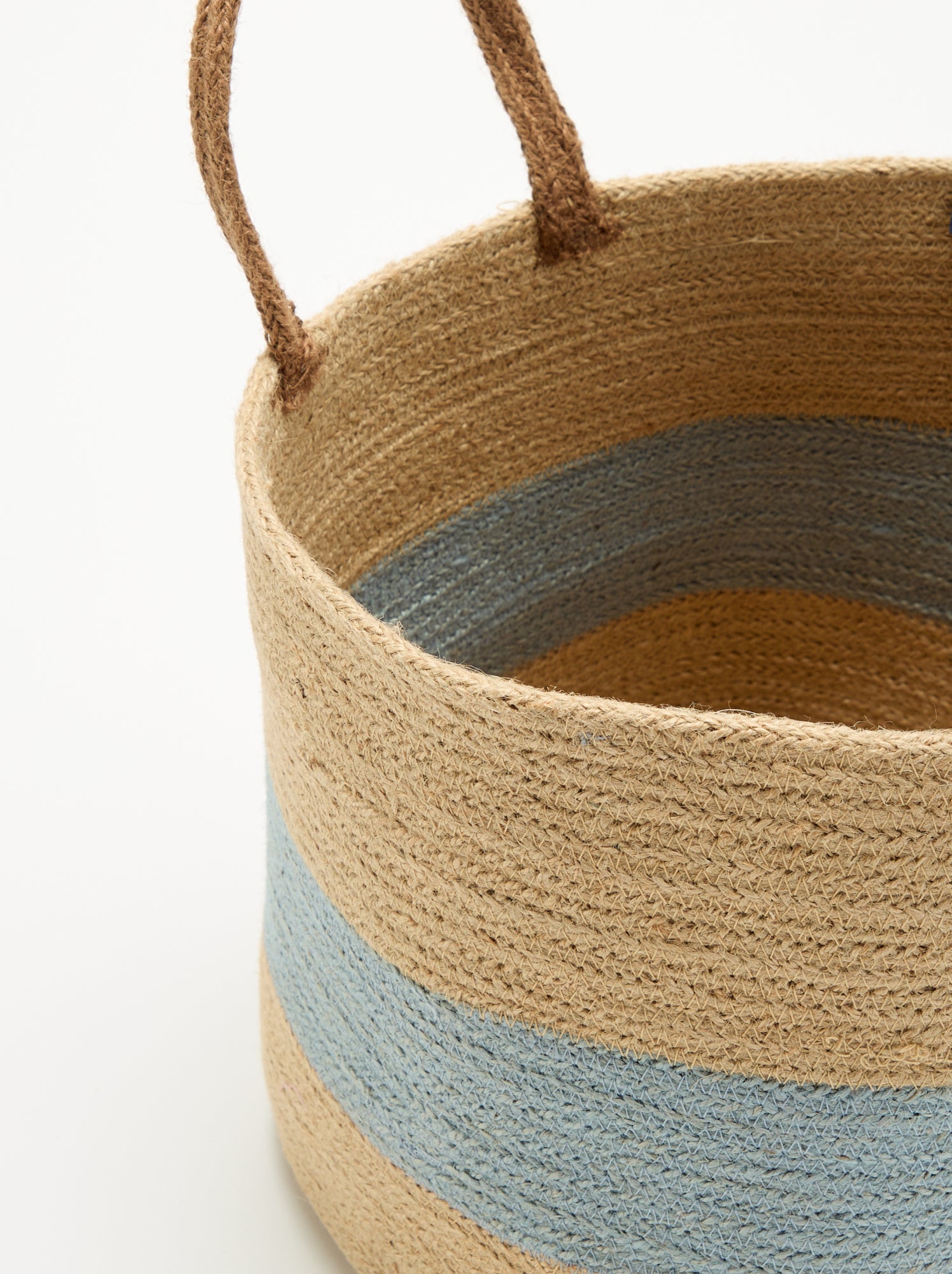 Panier en jute avec anses de portage - Bleu