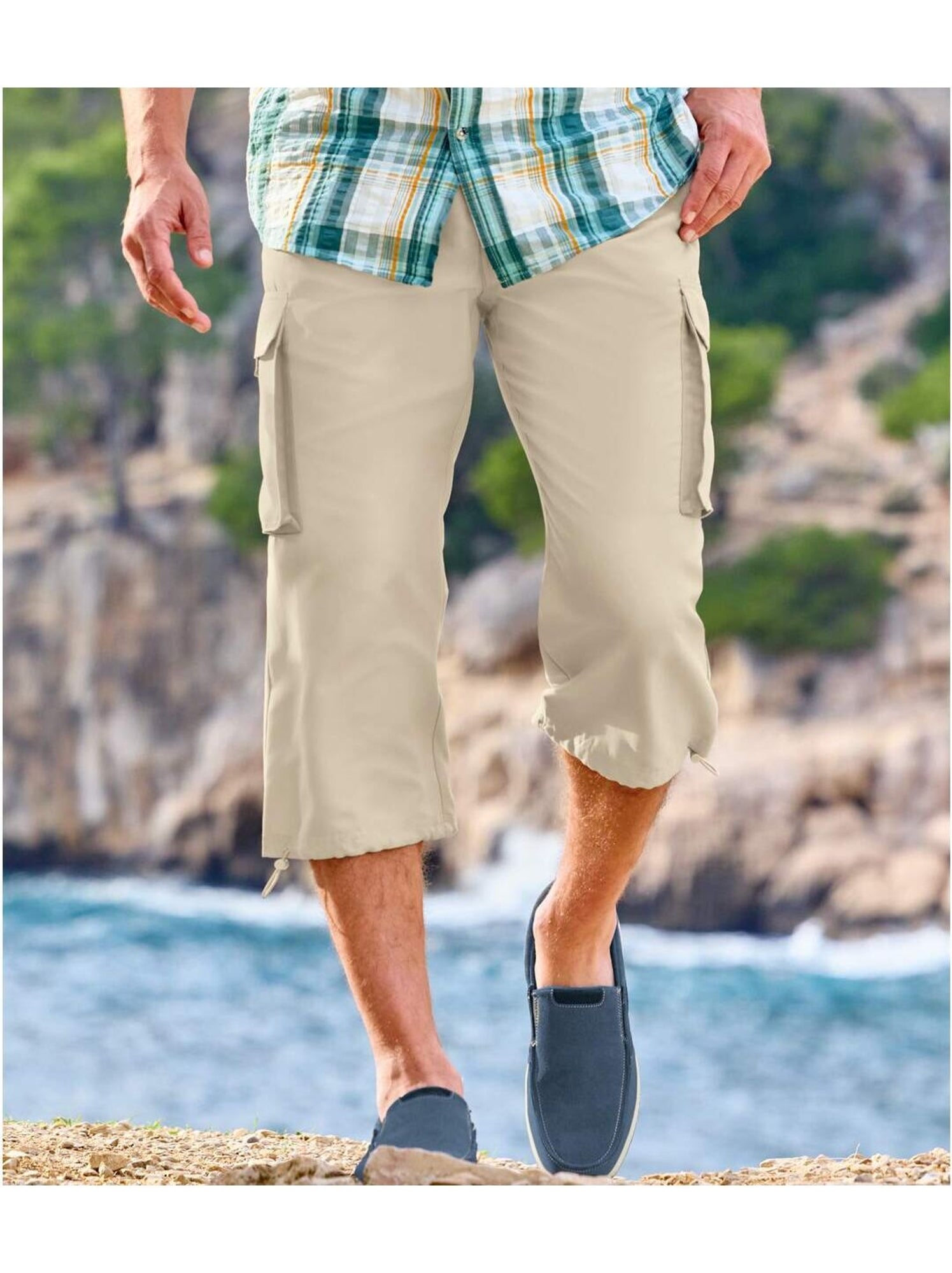 Pantacourt Cargo Microfibre   - ATLAS FOR MEN - Beige