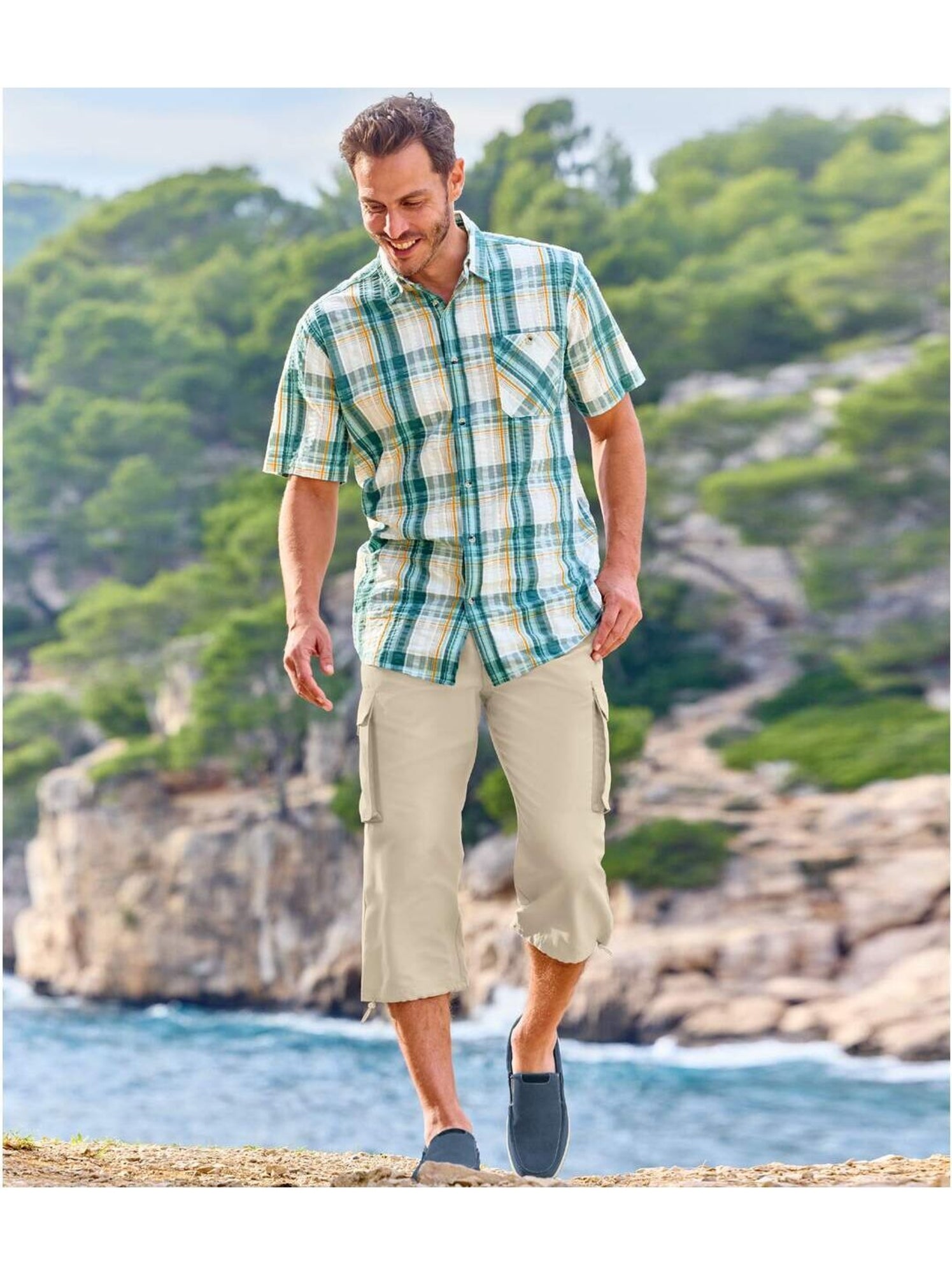 Pantacourt Cargo Microfibre   - ATLAS FOR MEN - Beige