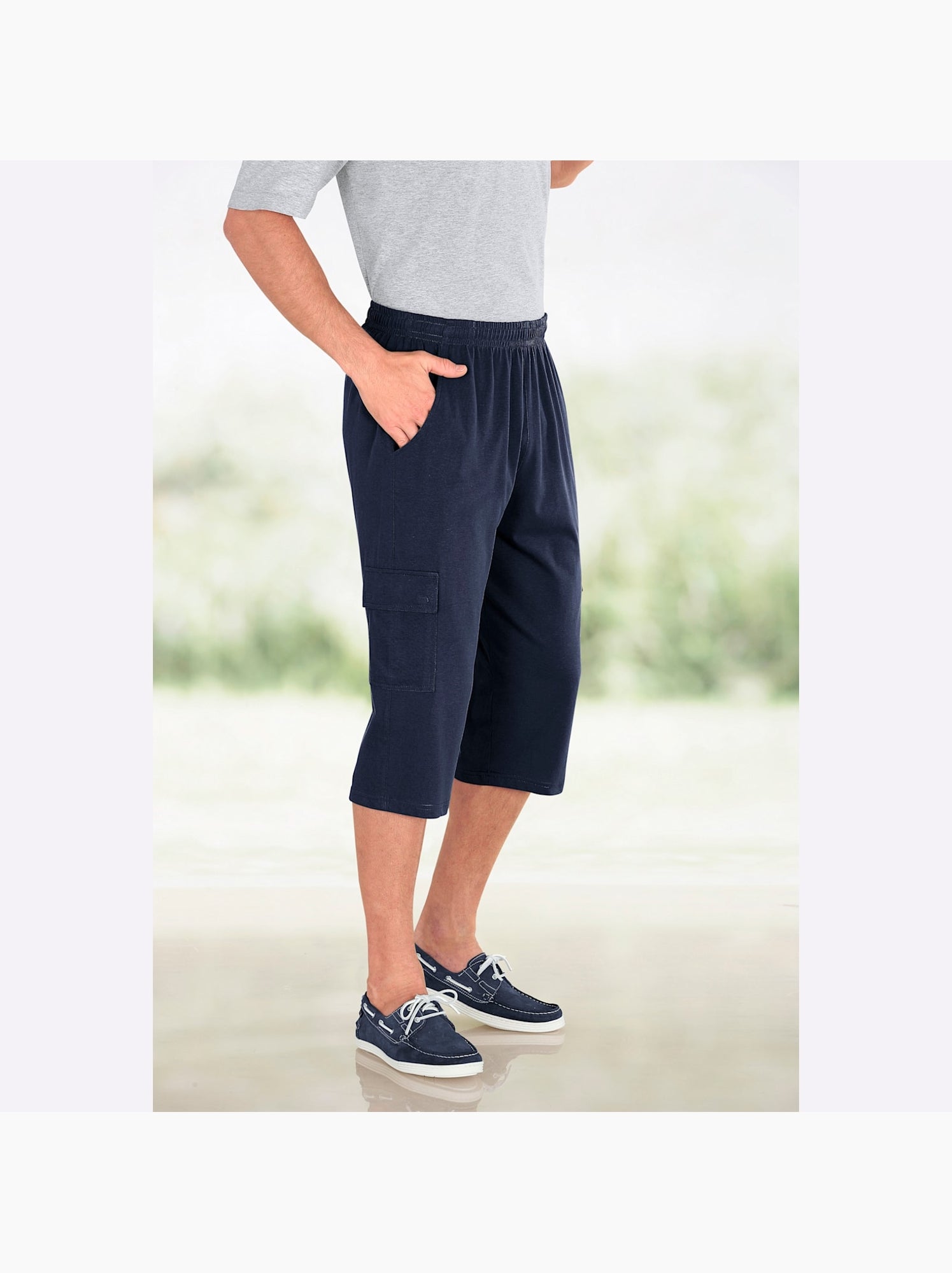 Pantacourt De Loisirs Jersey Fin - Taille Standard - Moda Vilona - Bleu marine