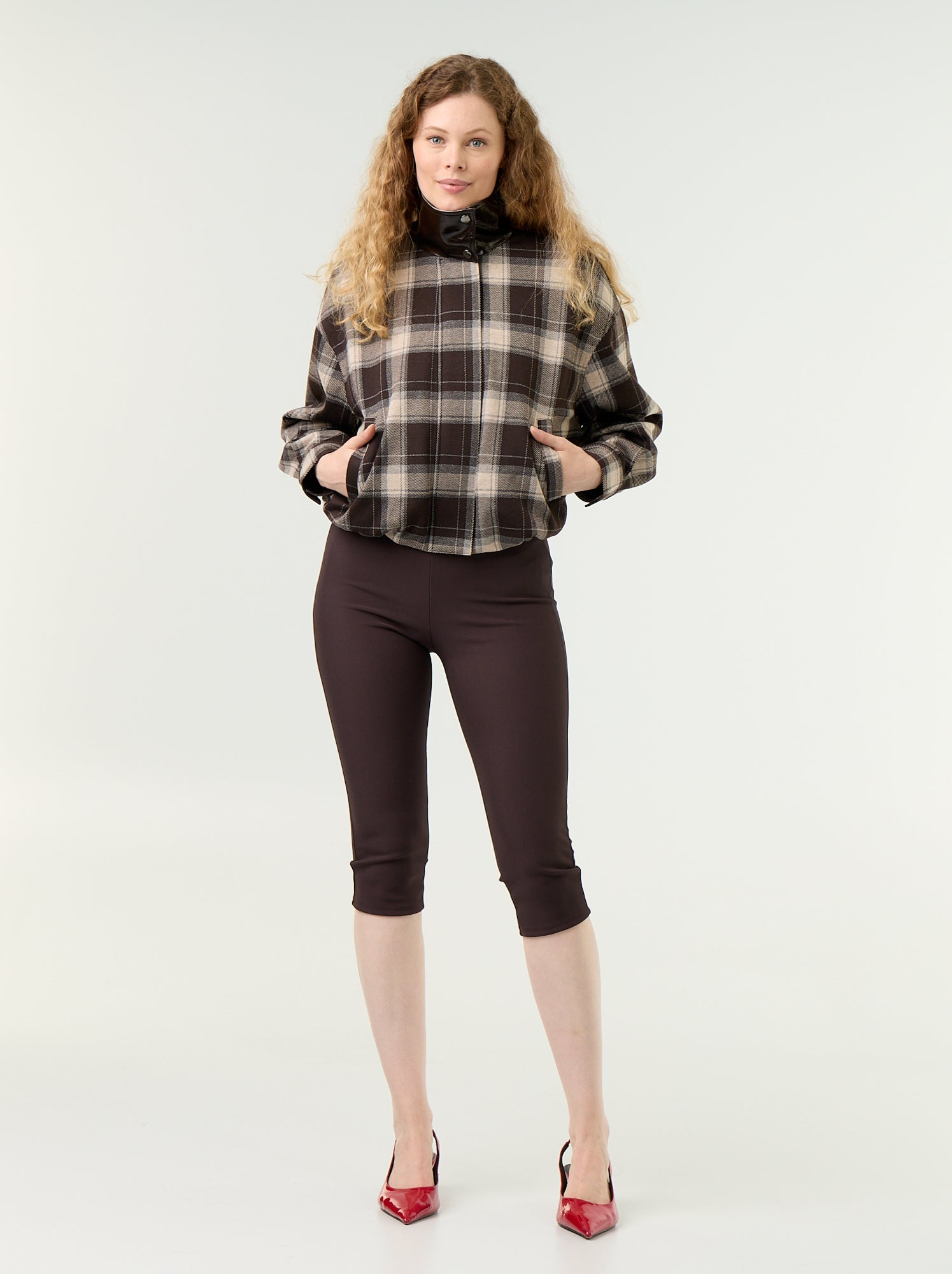Pantacourt en maille stretch - Marron