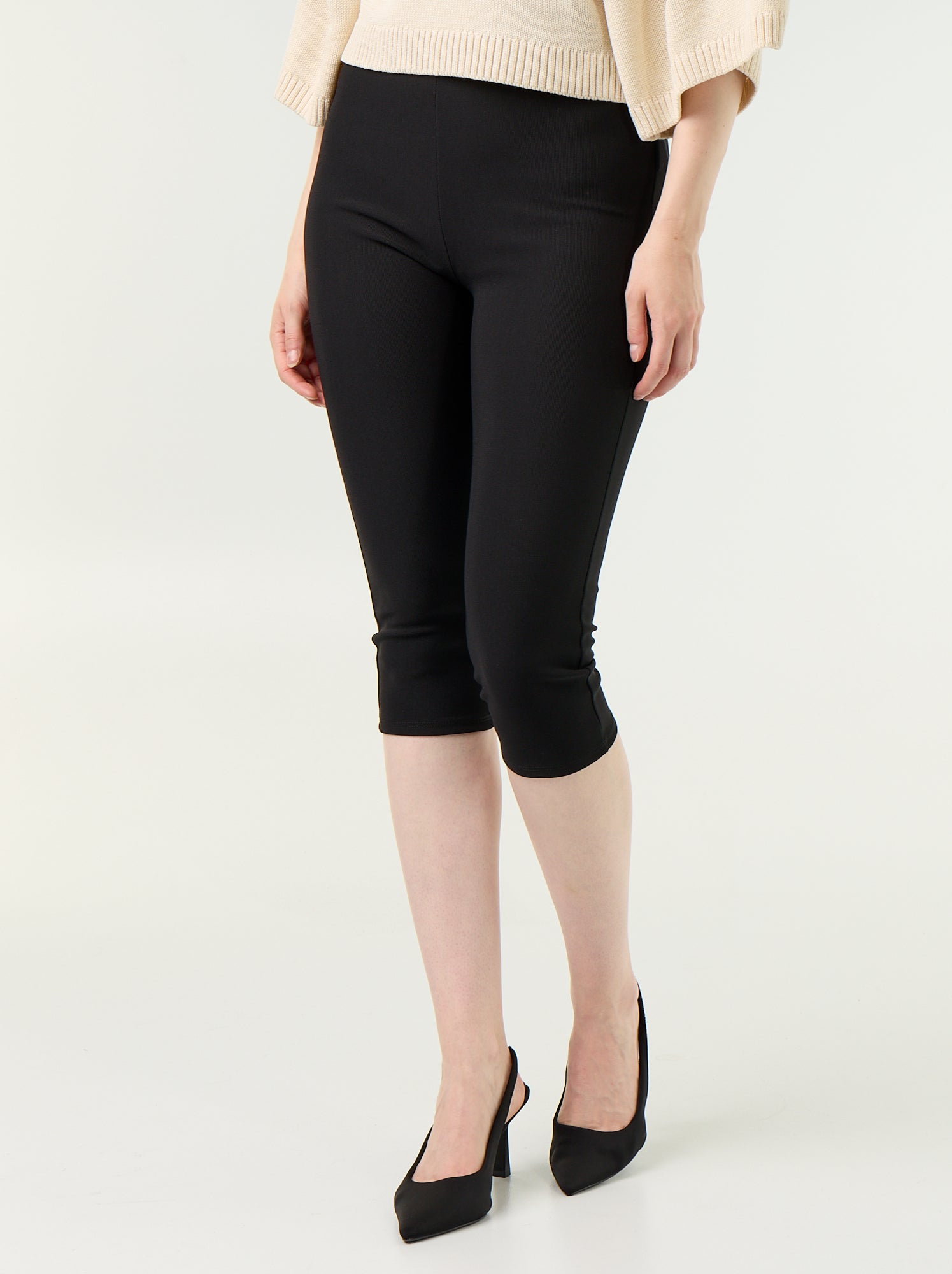 Pantacourt en maille stretch - Noir