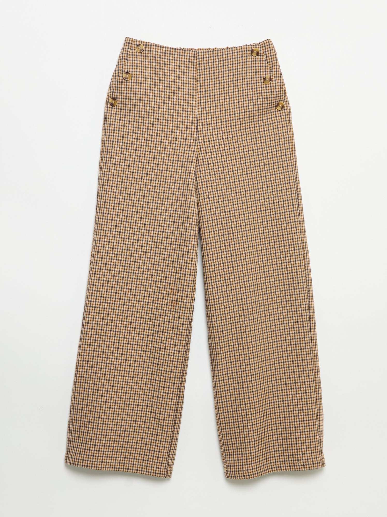Pantalon à carreaux coupe large - Marron