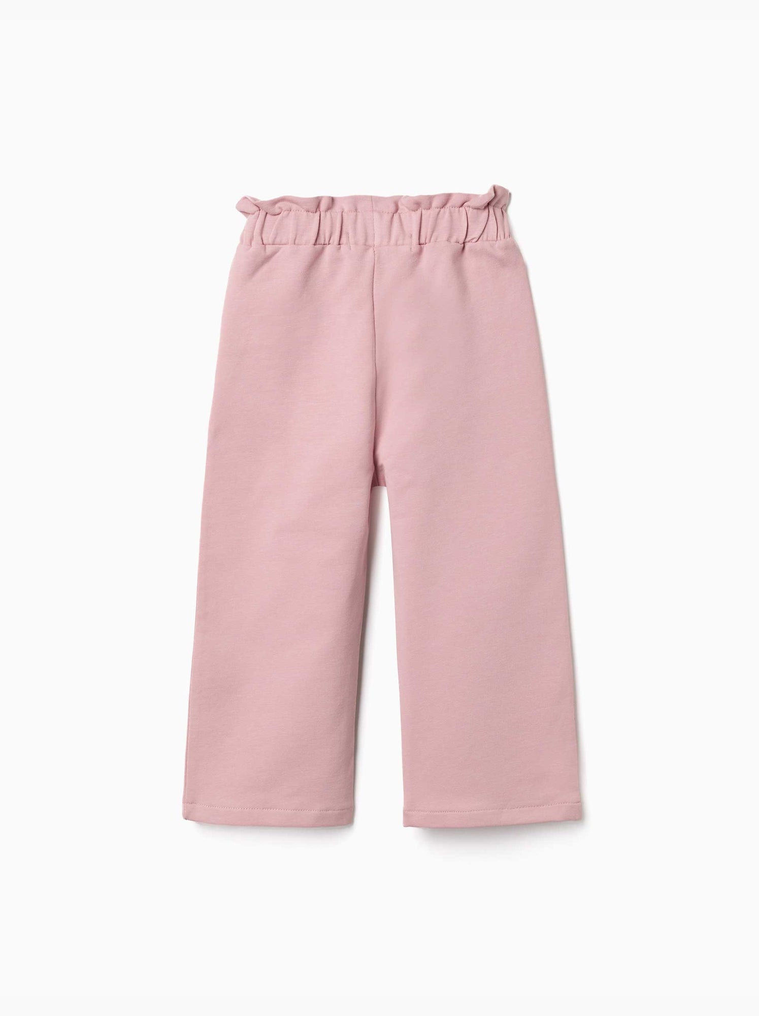 Pantalon à jambe large en molleton avec taille élastique - Rose clair