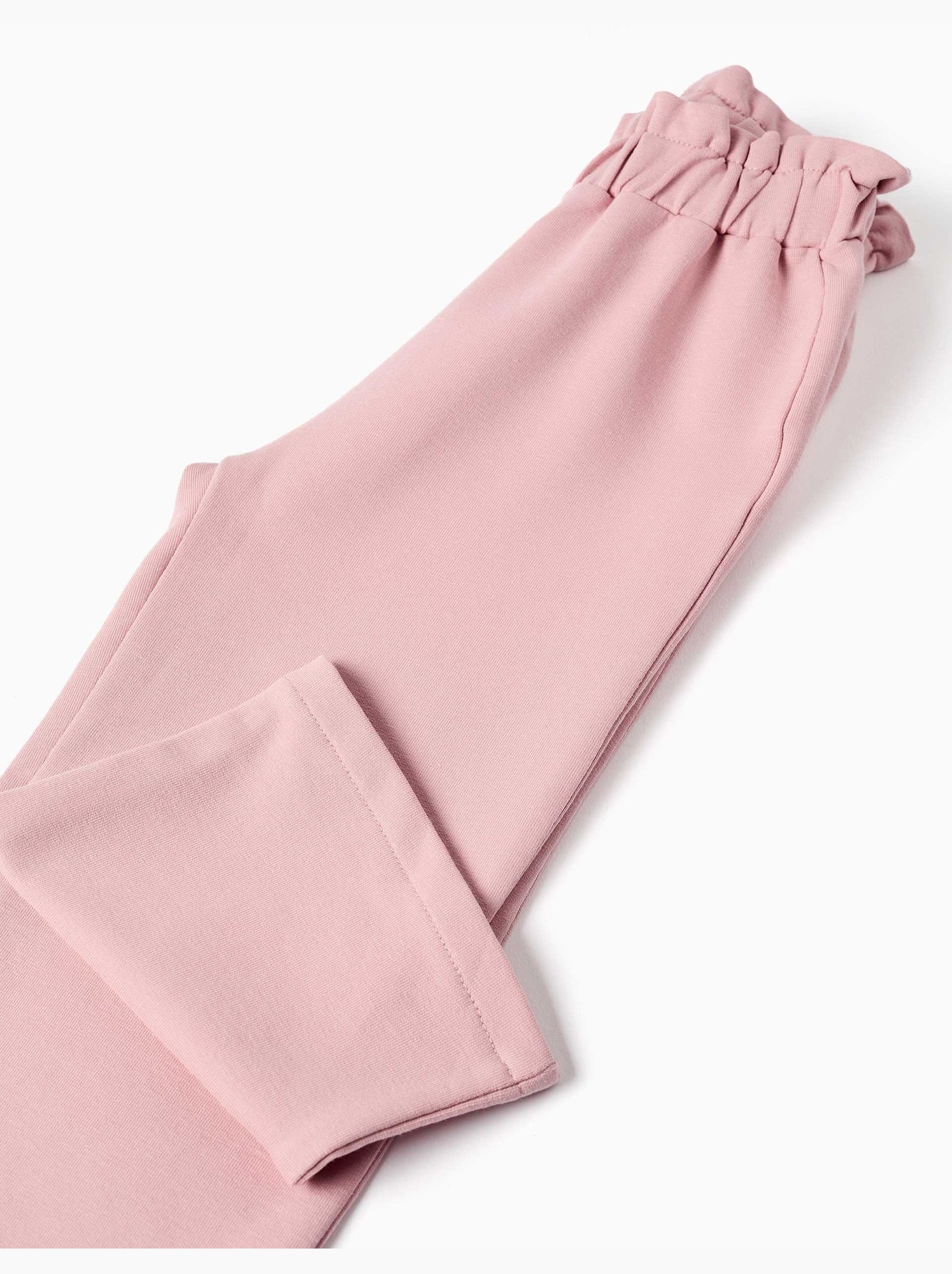 Pantalon à jambe large en molleton avec taille élastique - Rose clair