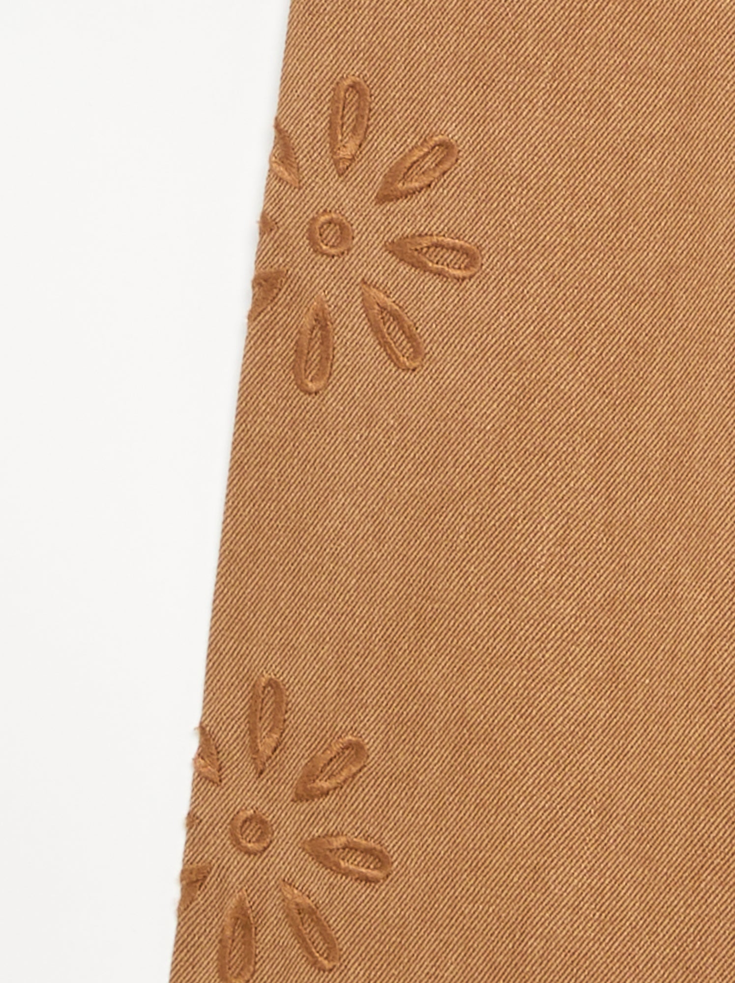 Pantalon ample avec broderies 'fleurs' - Marron