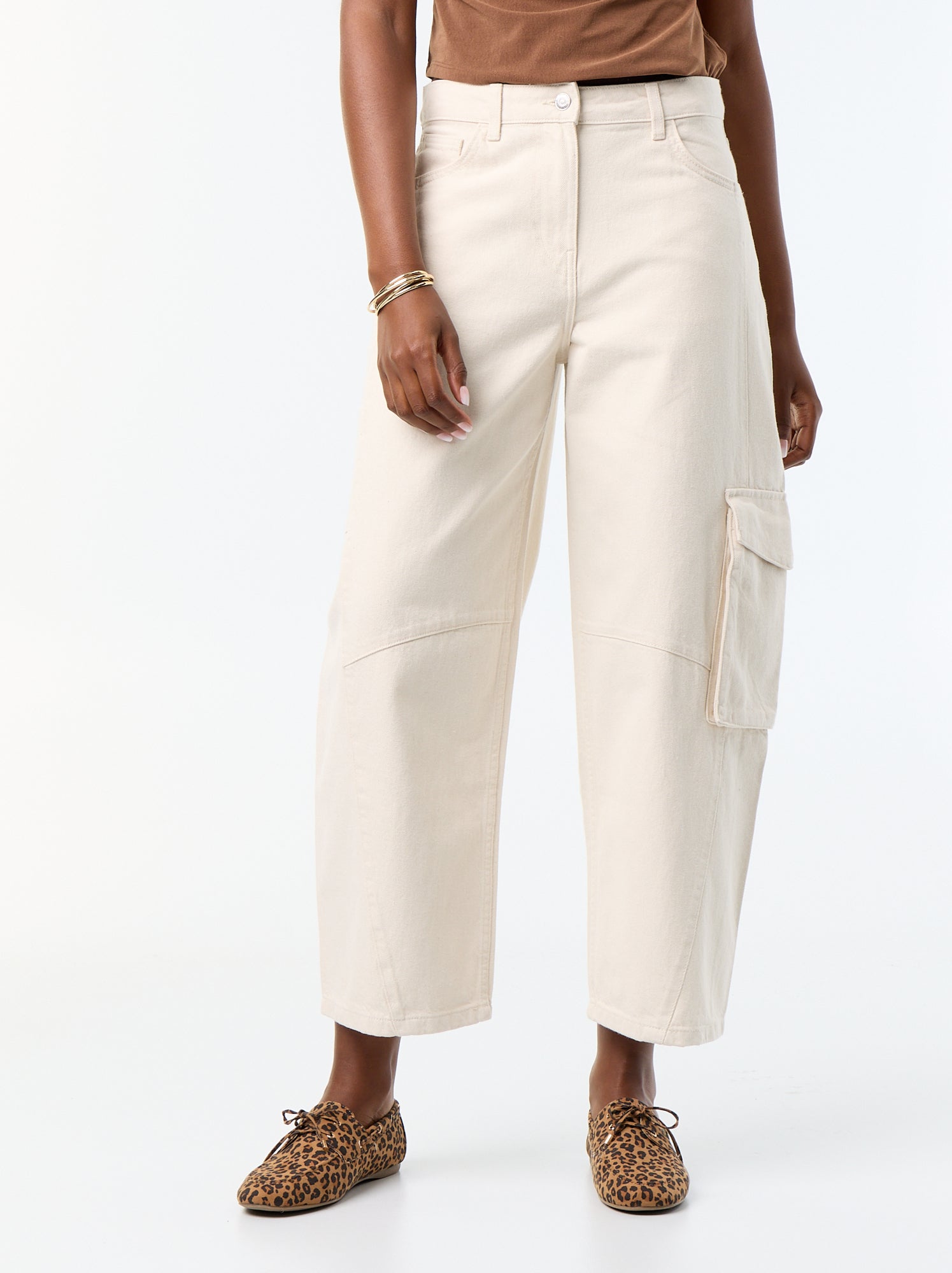 Pantalon ballon avec poche à rabat - Ecru