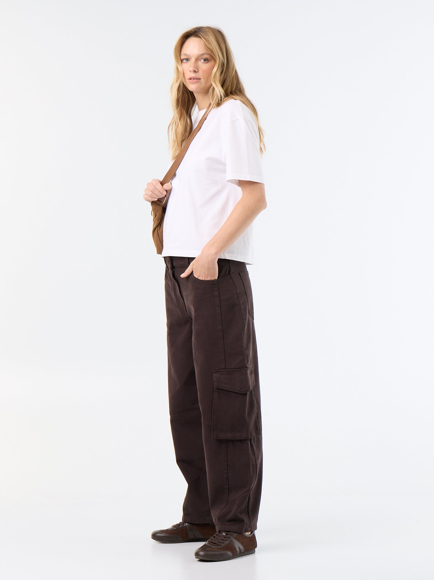 Pantalon ballon avec poche à rabat - Marron