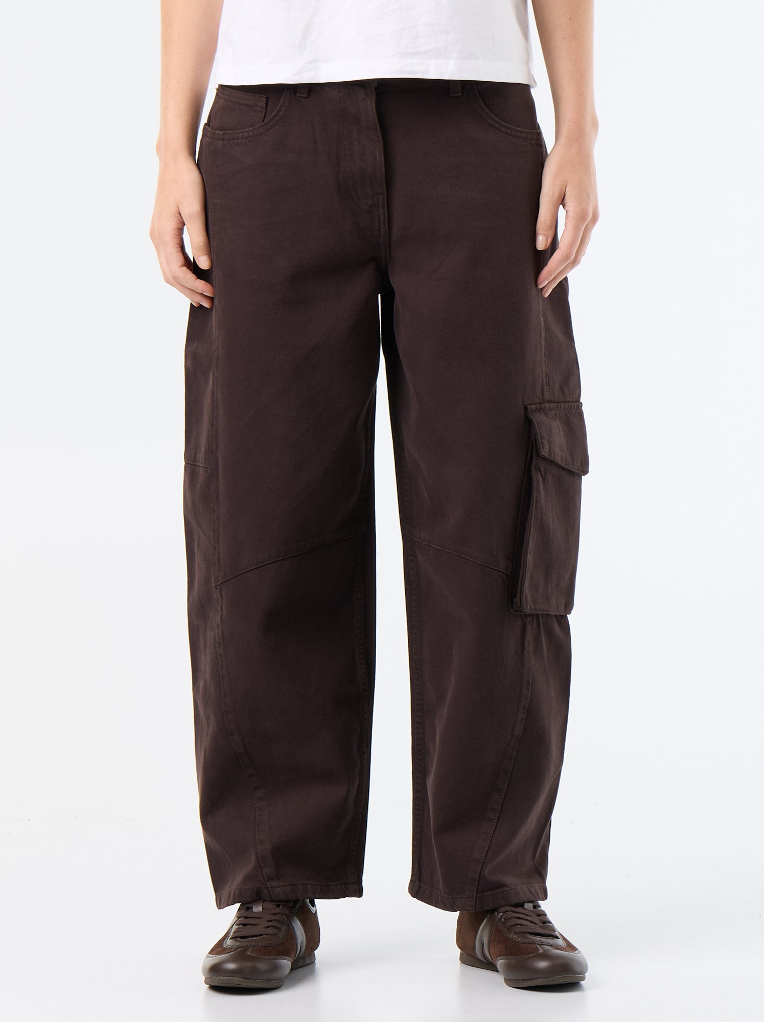 Pantalon ballon avec poche à rabat - Marron