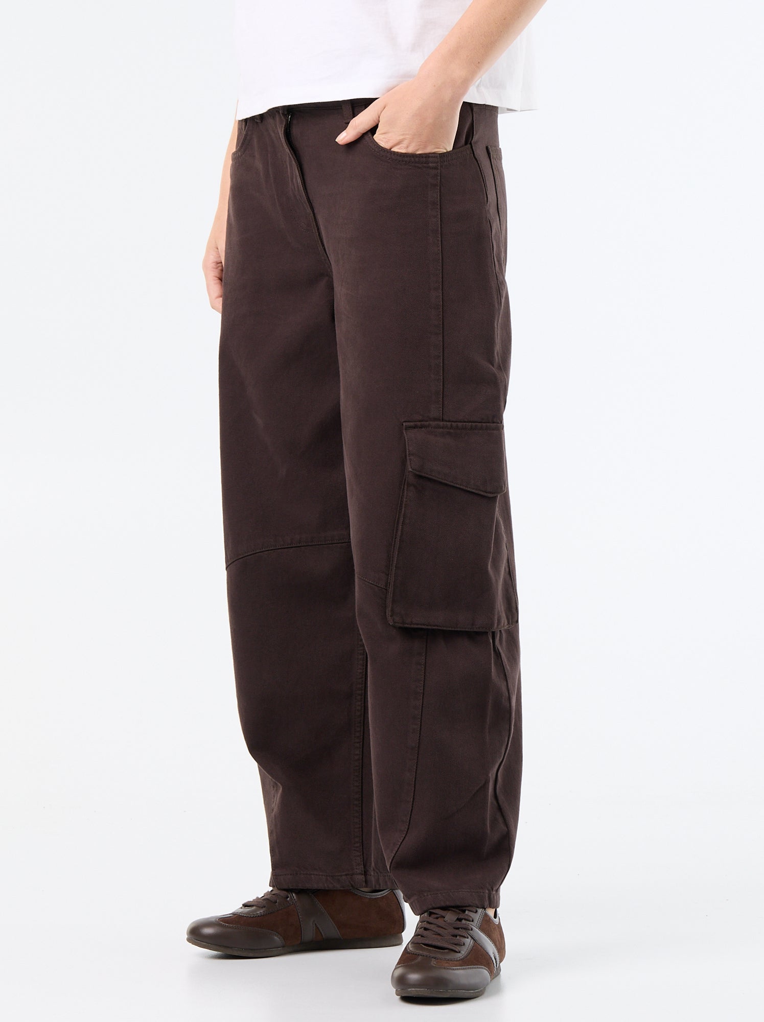 Pantalon ballon avec poche à rabat - Marron