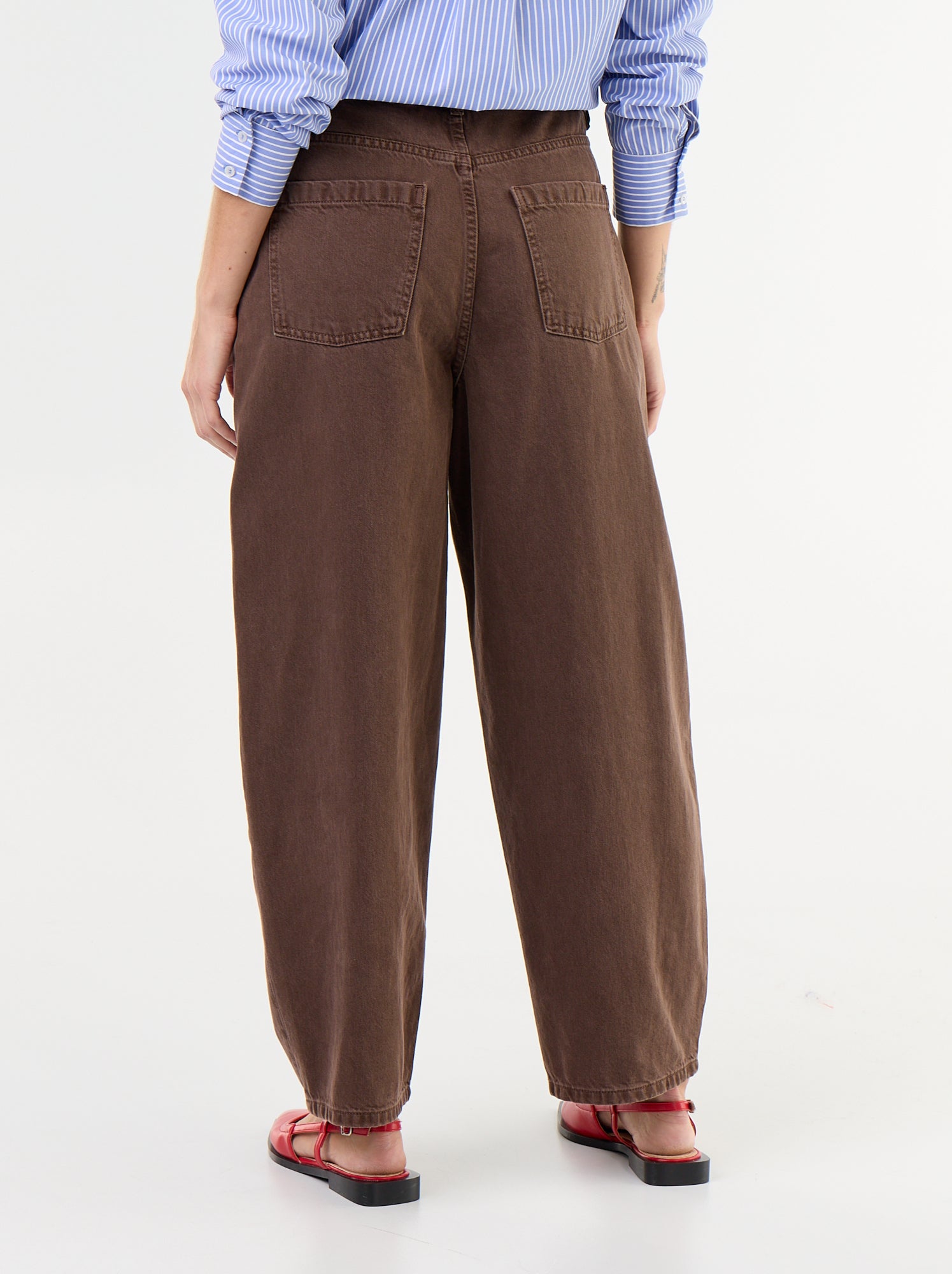Pantalon barrel avec détails cloutés - Marron