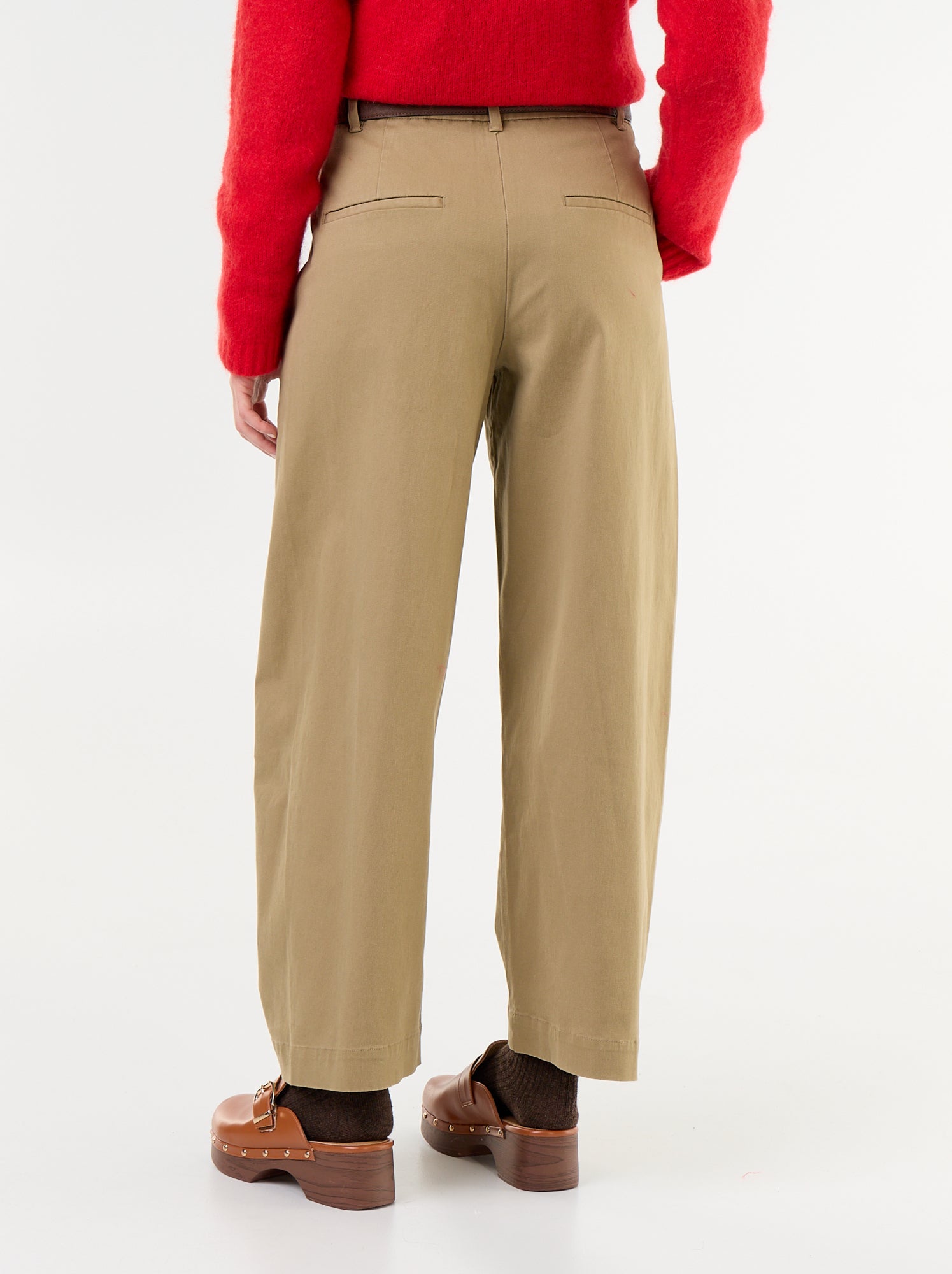 Pantalon barrel large + ceinture en simili - Beige