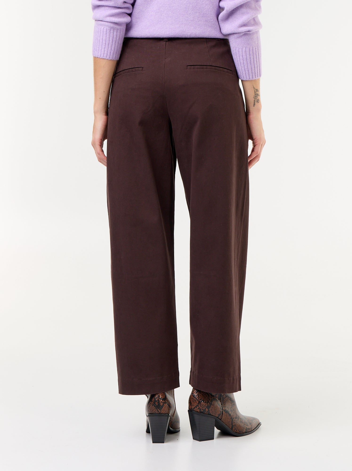 Pantalon barrel large + ceinture en simili - Marron