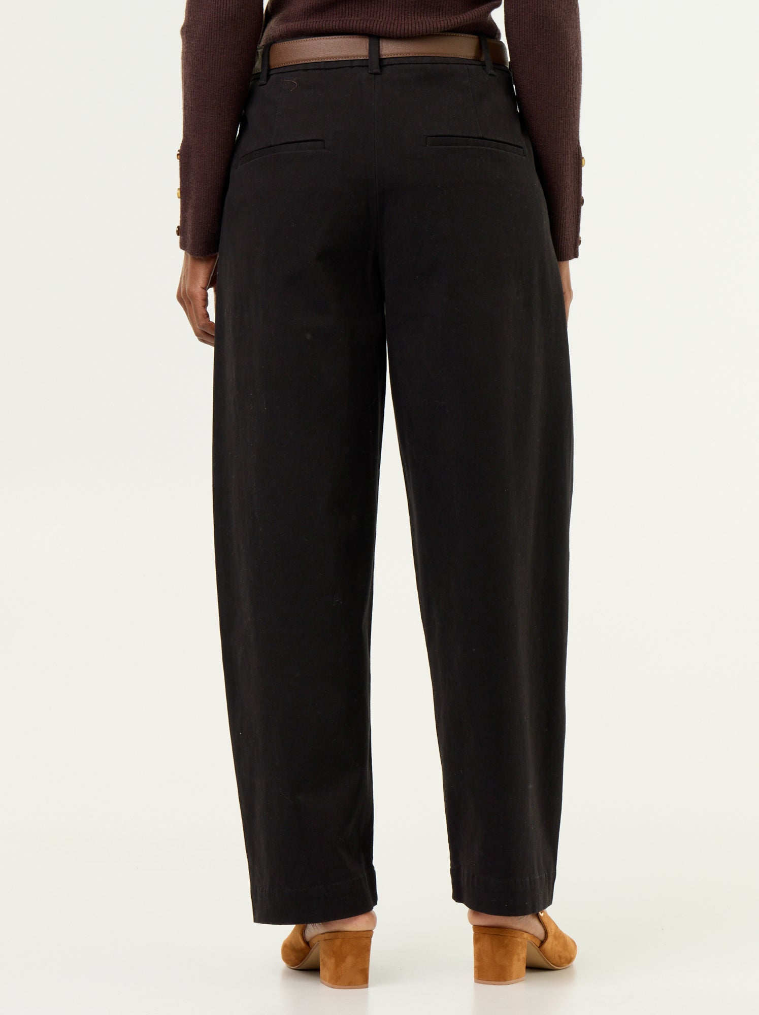 Pantalon barrel large + ceinture en simili - Noir