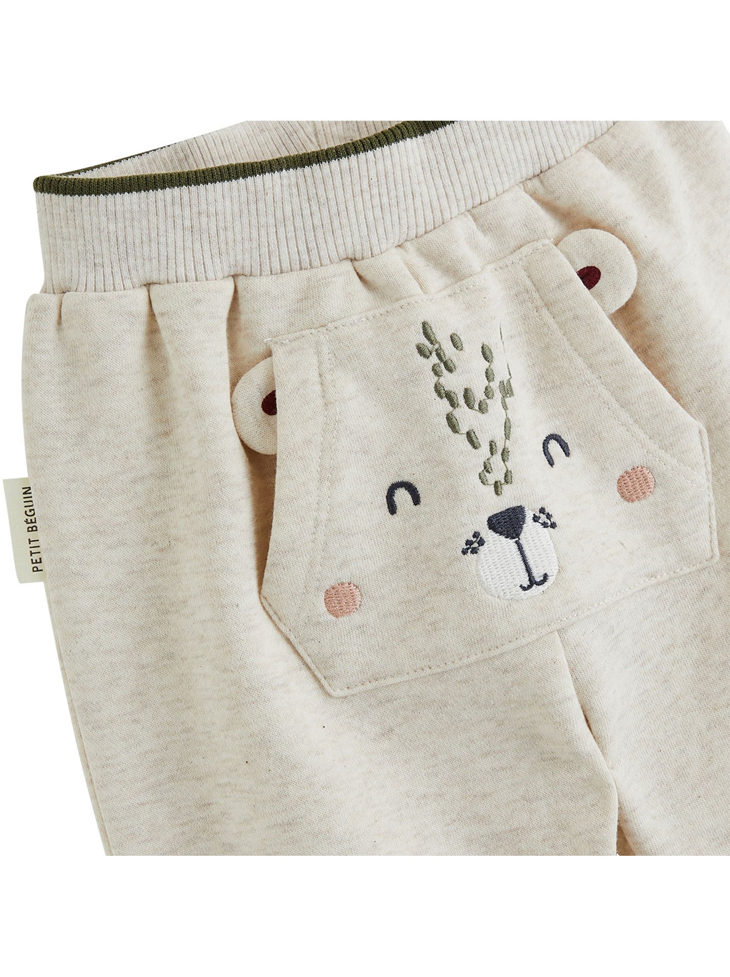 Pantalon bébé en molleton pistache - Beige