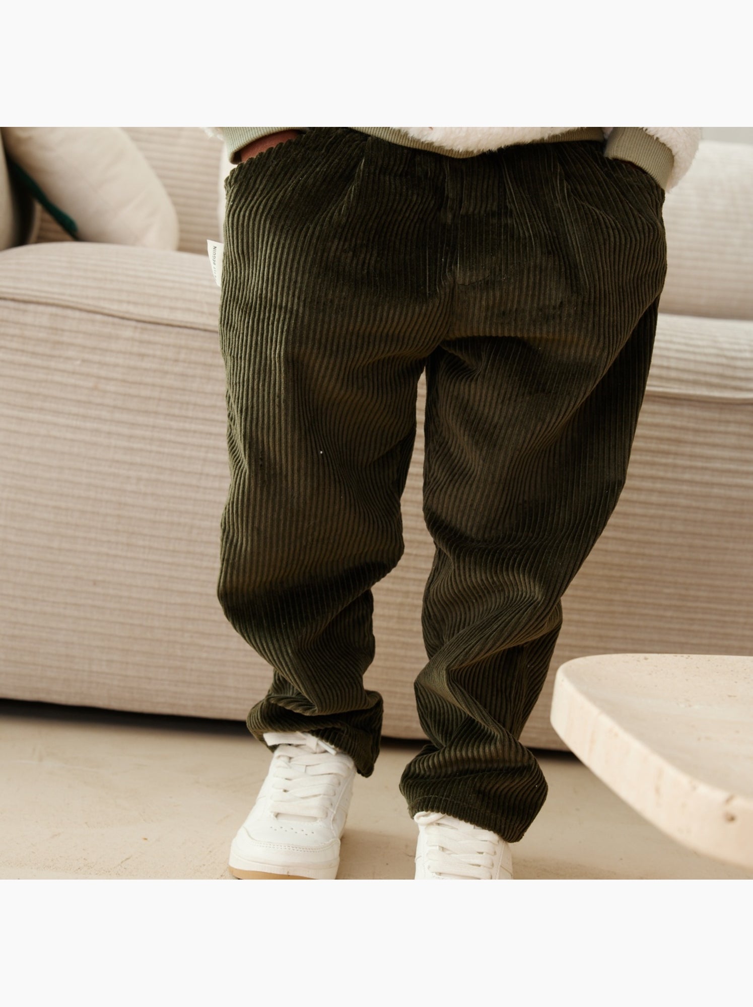 Pantalon bébé en velours côtelé pistache - Vert