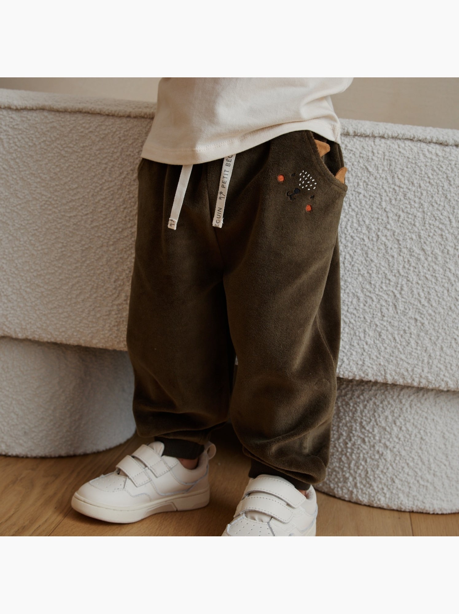 Pantalon bébé en velours ginkgo - Vert