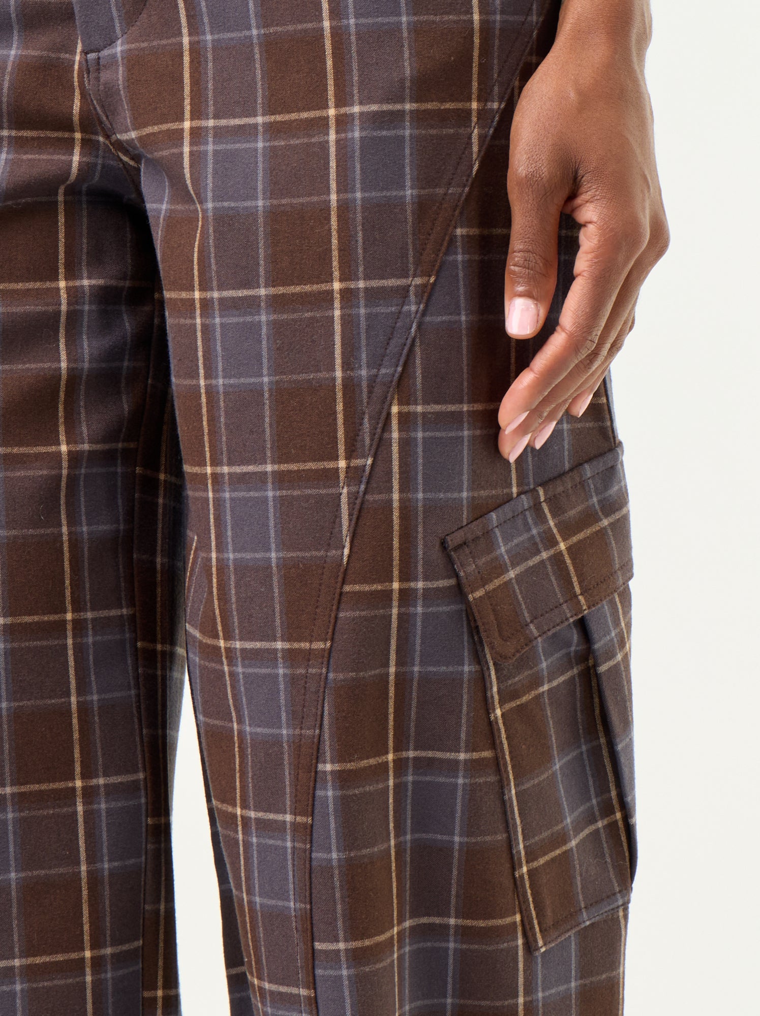 Pantalon boule à carreaux - Marron