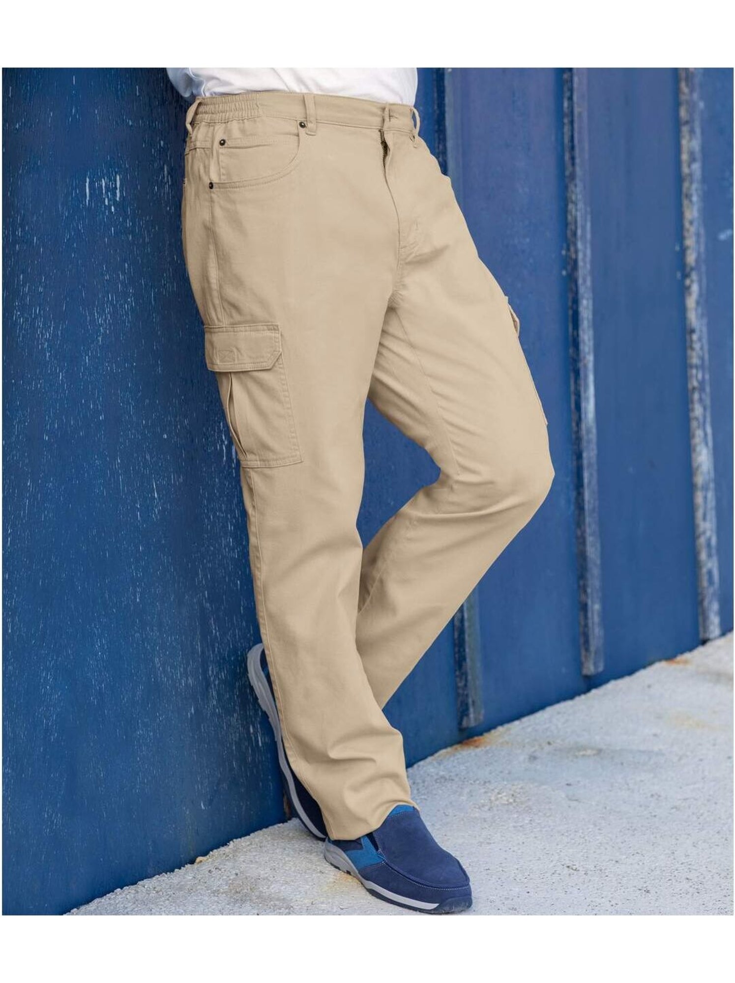 Pantalon Cargo en Coton Stretch Confort   - ATLAS FOR MEN - Beige