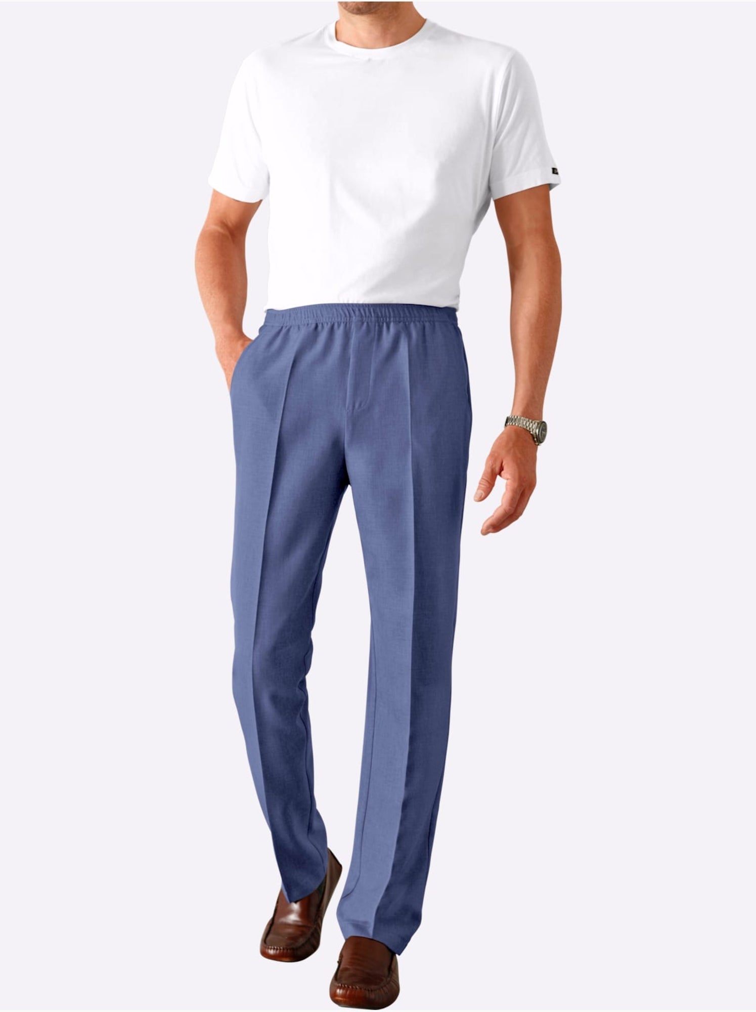 Pantalon Ceinture élastique Confortable - Taille Standard - Moda Vilona - Bleu clair