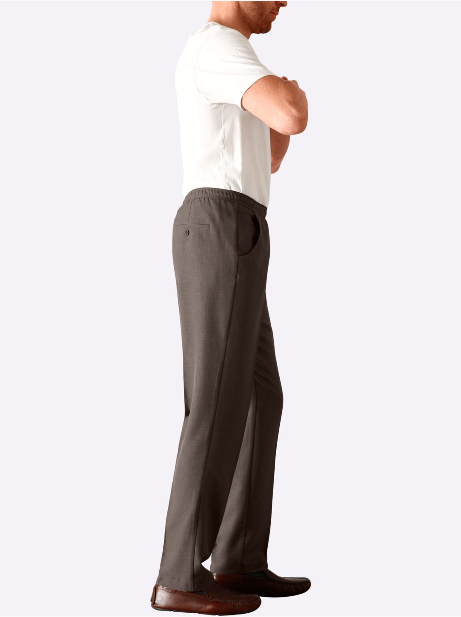 Pantalon Ceinture élastique Confortable - Taille Standard - Moda Vilona - Marron clair