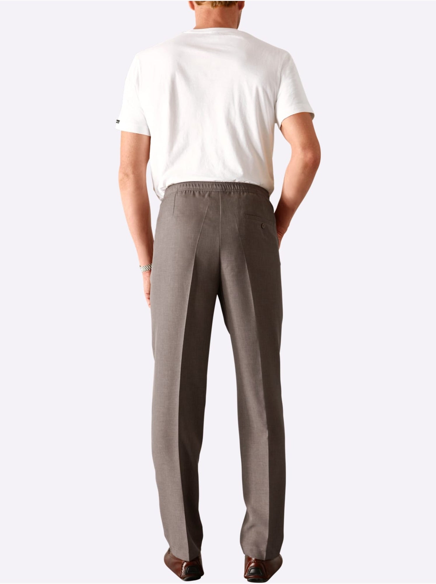 Pantalon Ceinture élastique Confortable - Taille Standard - Moda Vilona - Marron clair