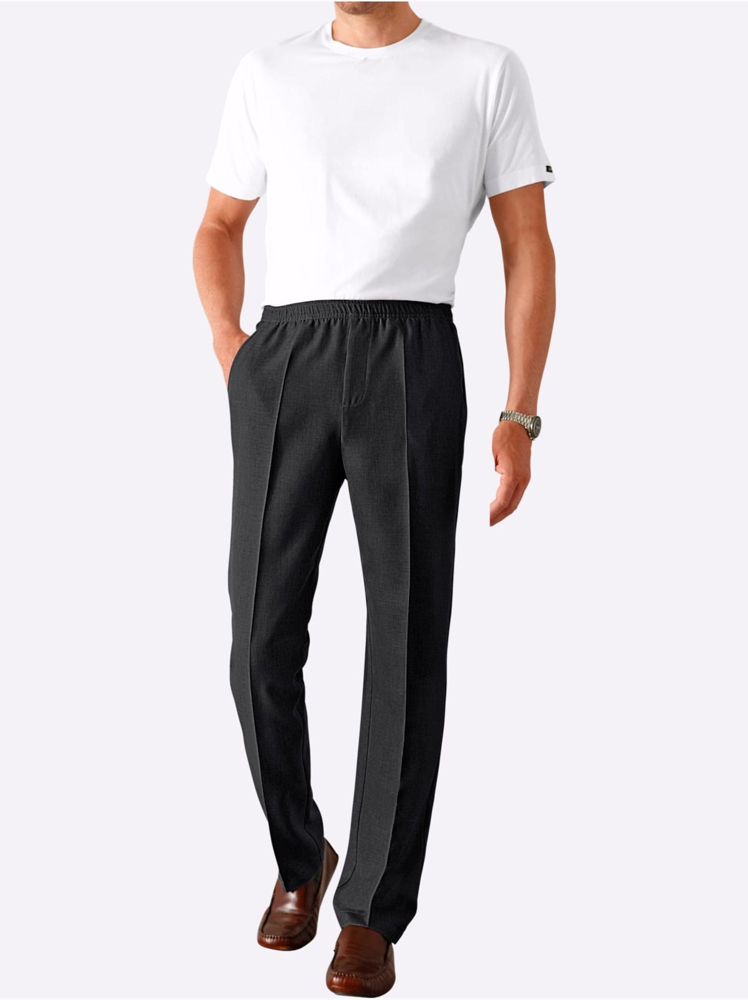 Pantalon Ceinture élastique Confortable - Taille Standard - Moda Vilona - Noir