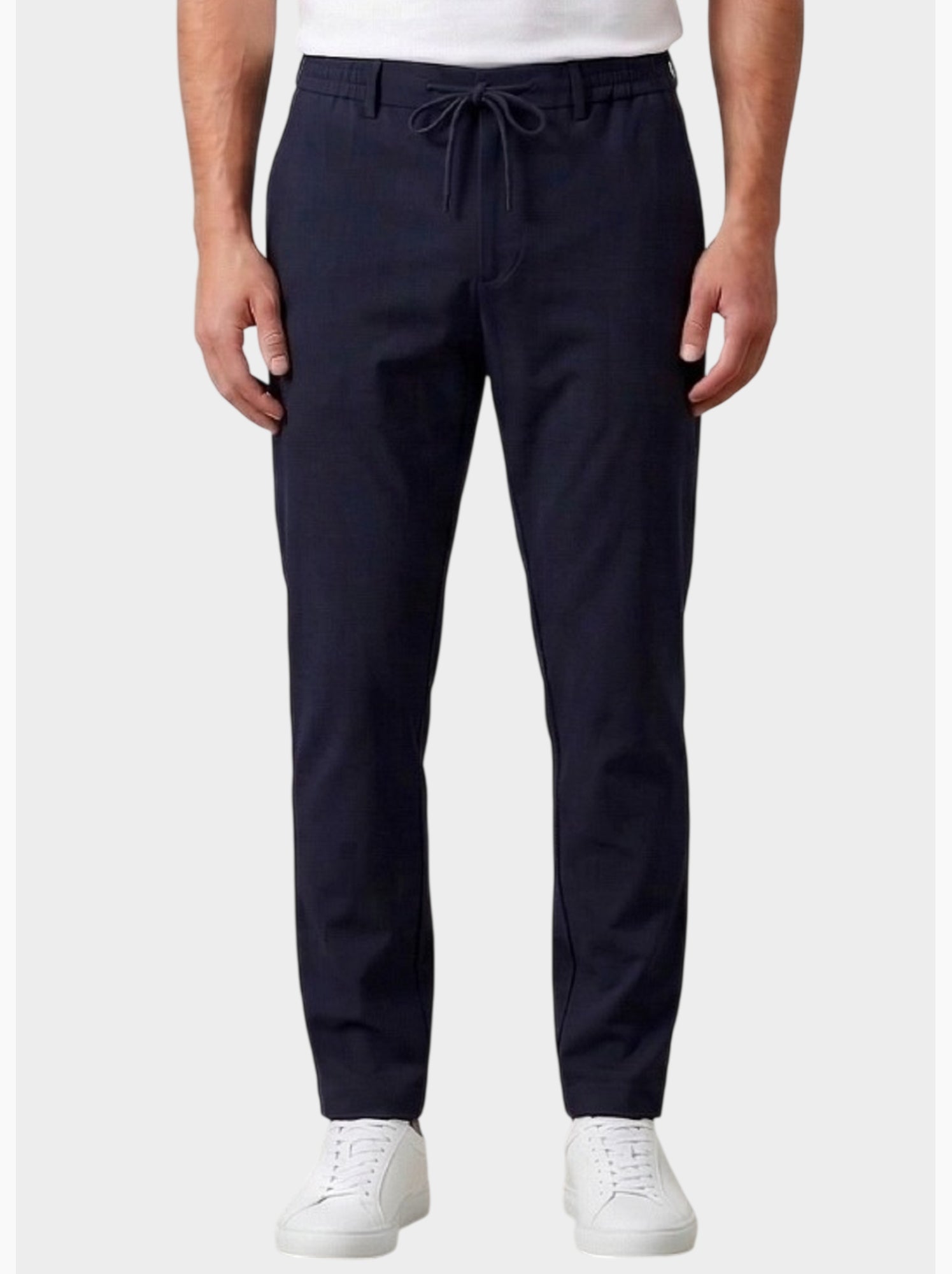 Pantalon chic décontracté à cordon - Bleu foncé
