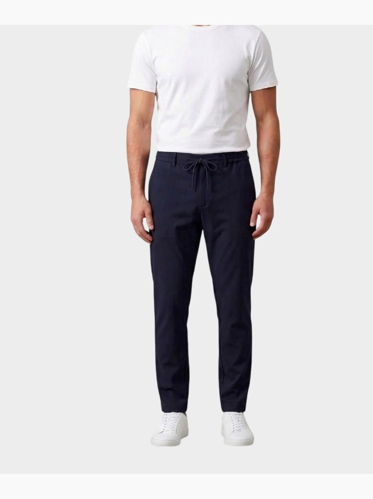 Pantalon chic décontracté à cordon - Bleu foncé