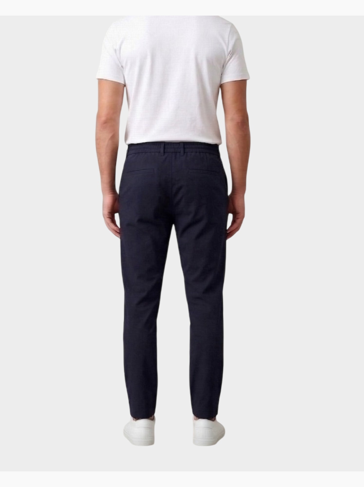 Pantalon chic décontracté à cordon - Bleu foncé