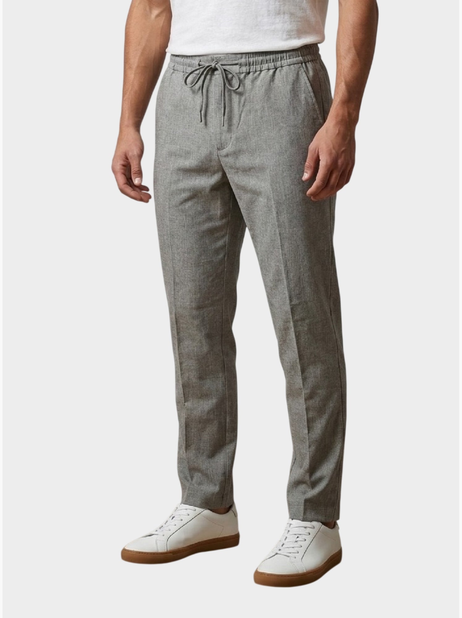 Pantalon chic décontracté à cordon - Kaki