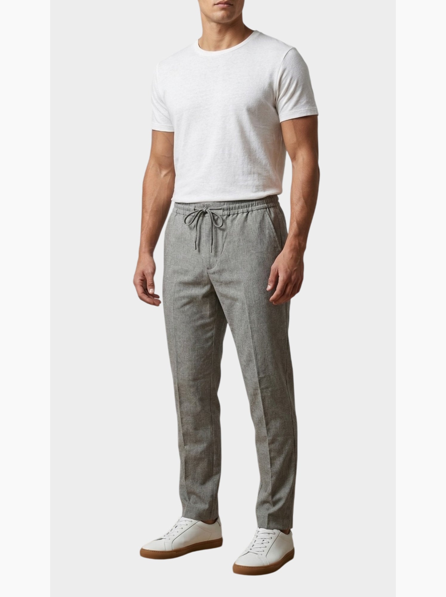 Pantalon chic décontracté à cordon - Kaki