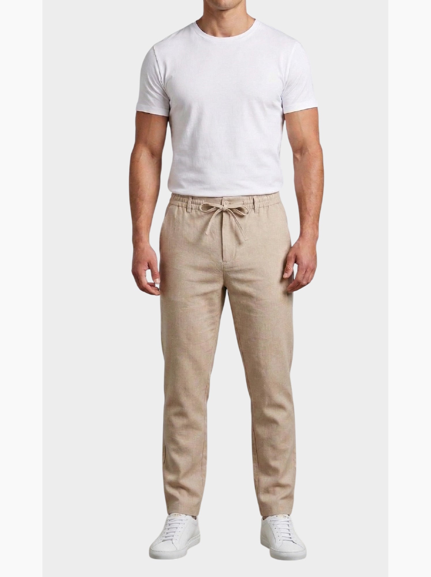 Pantalon chic décontracté à cordon - Marron