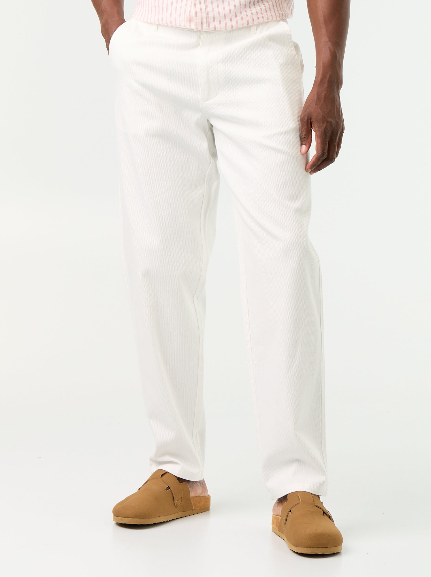 Pantalon chino en dobby - Blanc