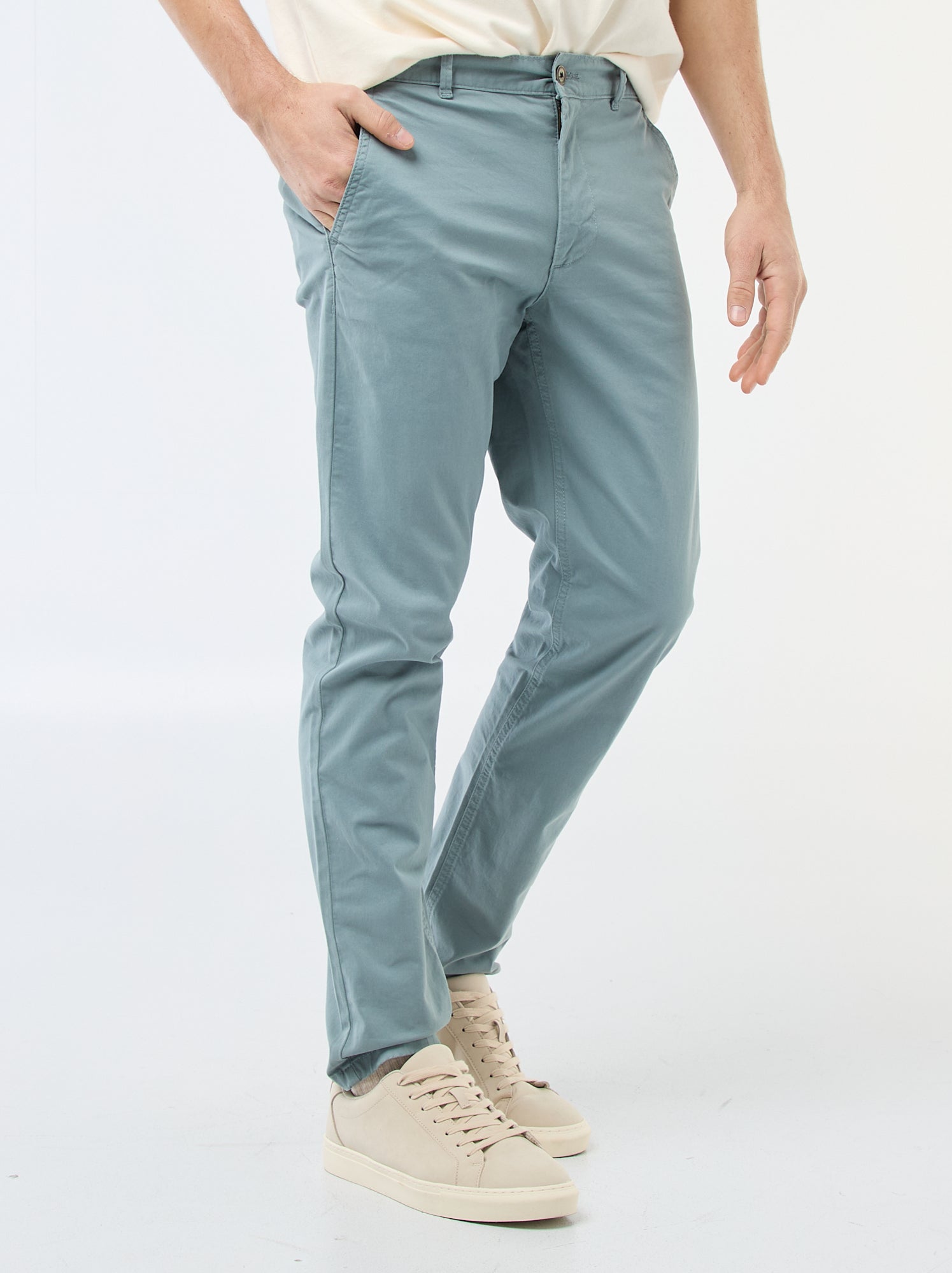Pantalon chino slim - Bleu/vert