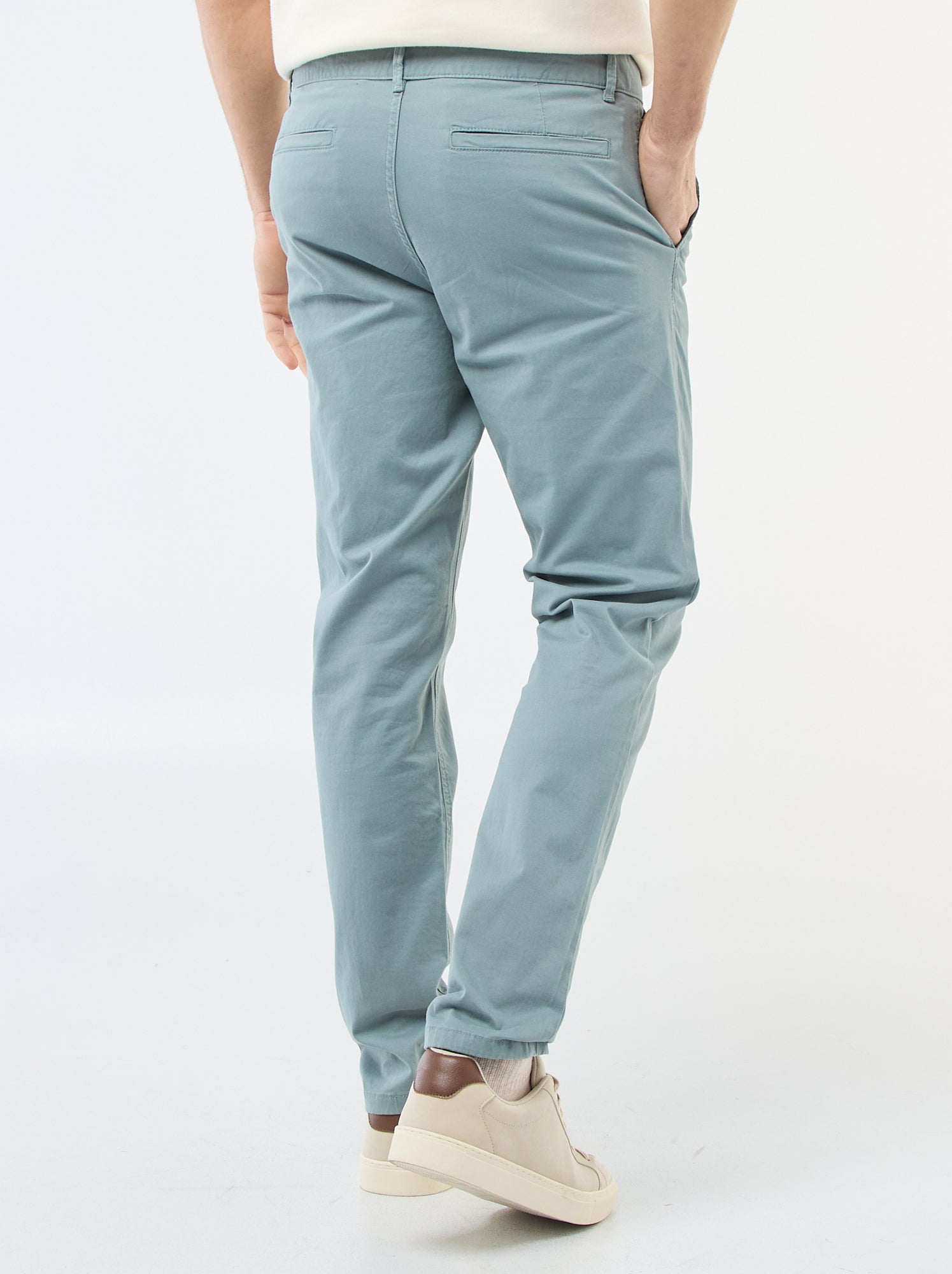 Pantalon chino slim - Bleu/vert