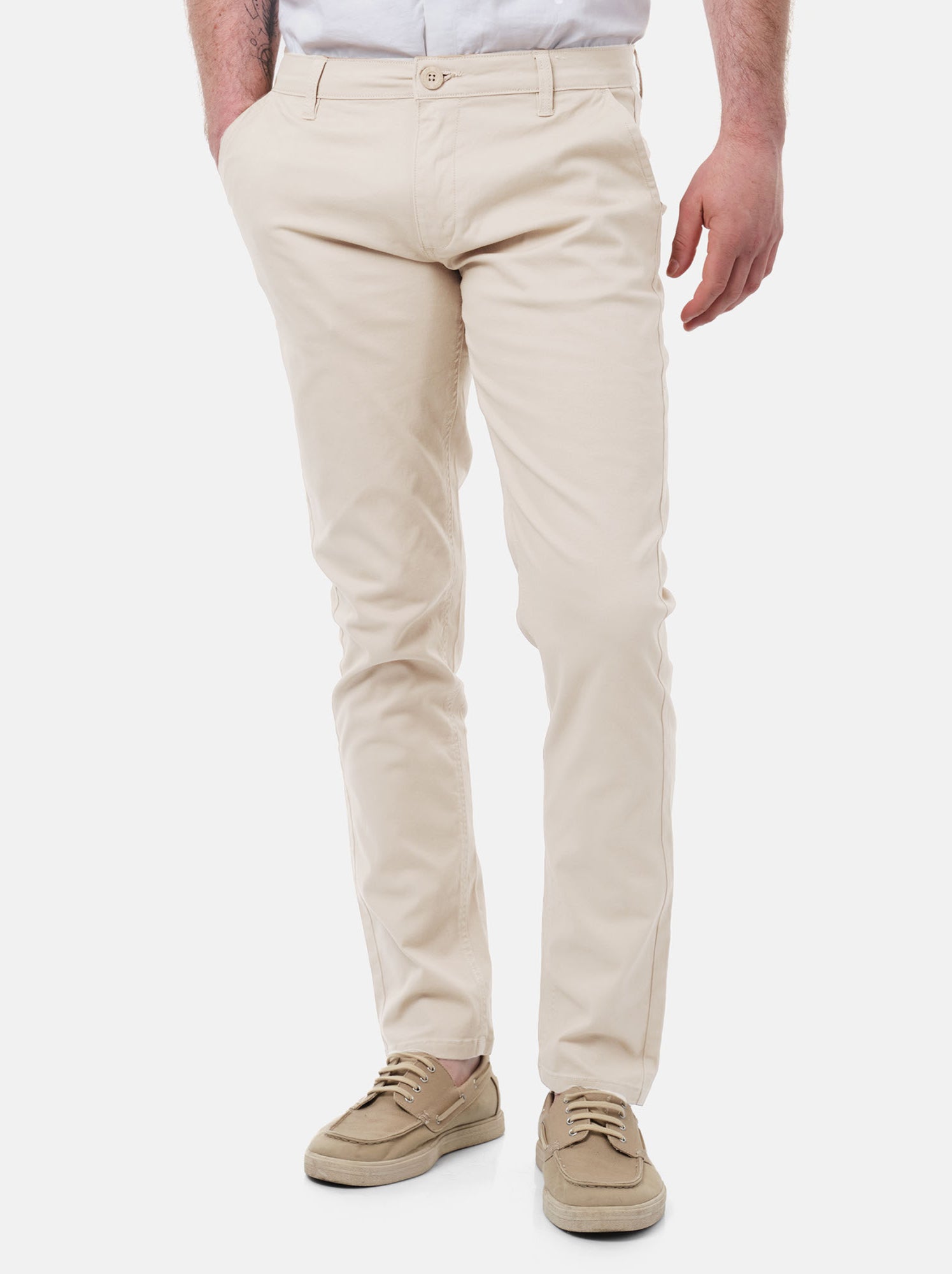 Pantalon chino uni - Beige