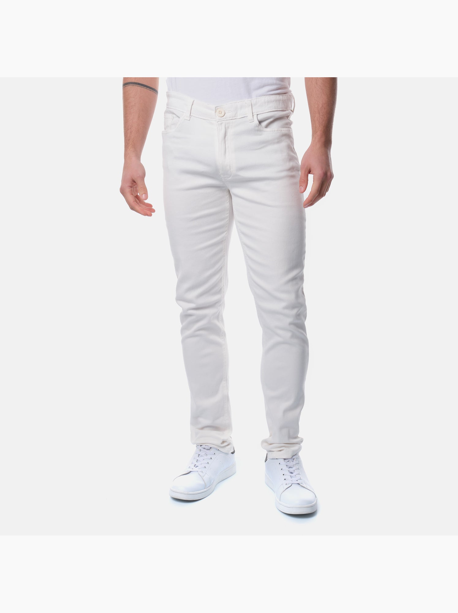Pantalon chino uni - Blanc cassé