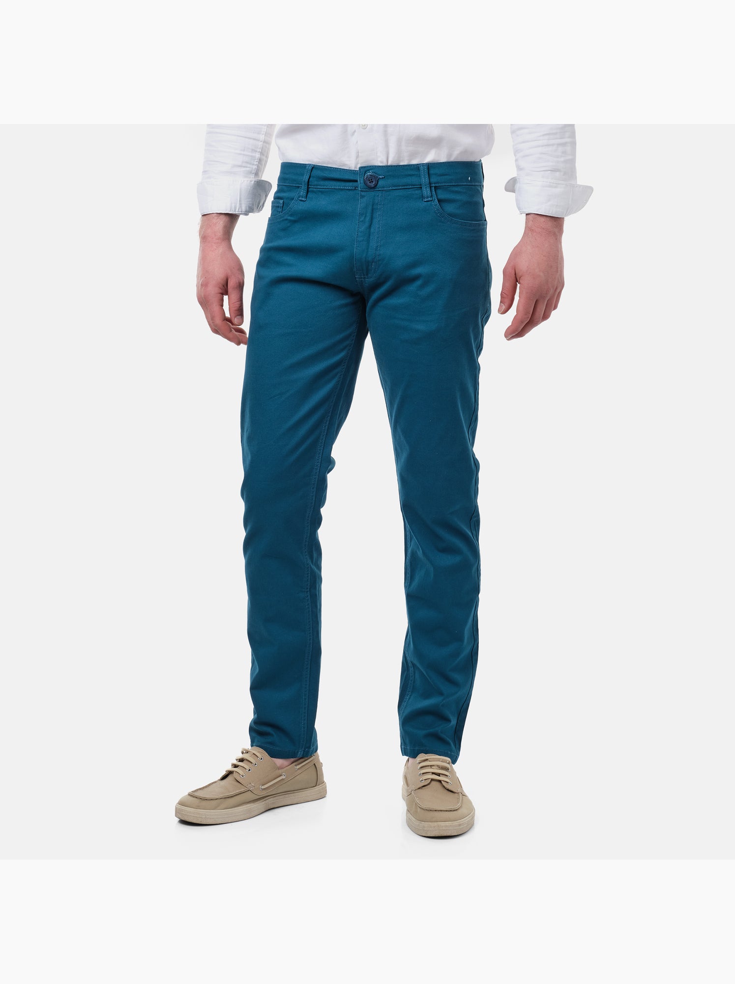 Pantalon chino uni - Bleu