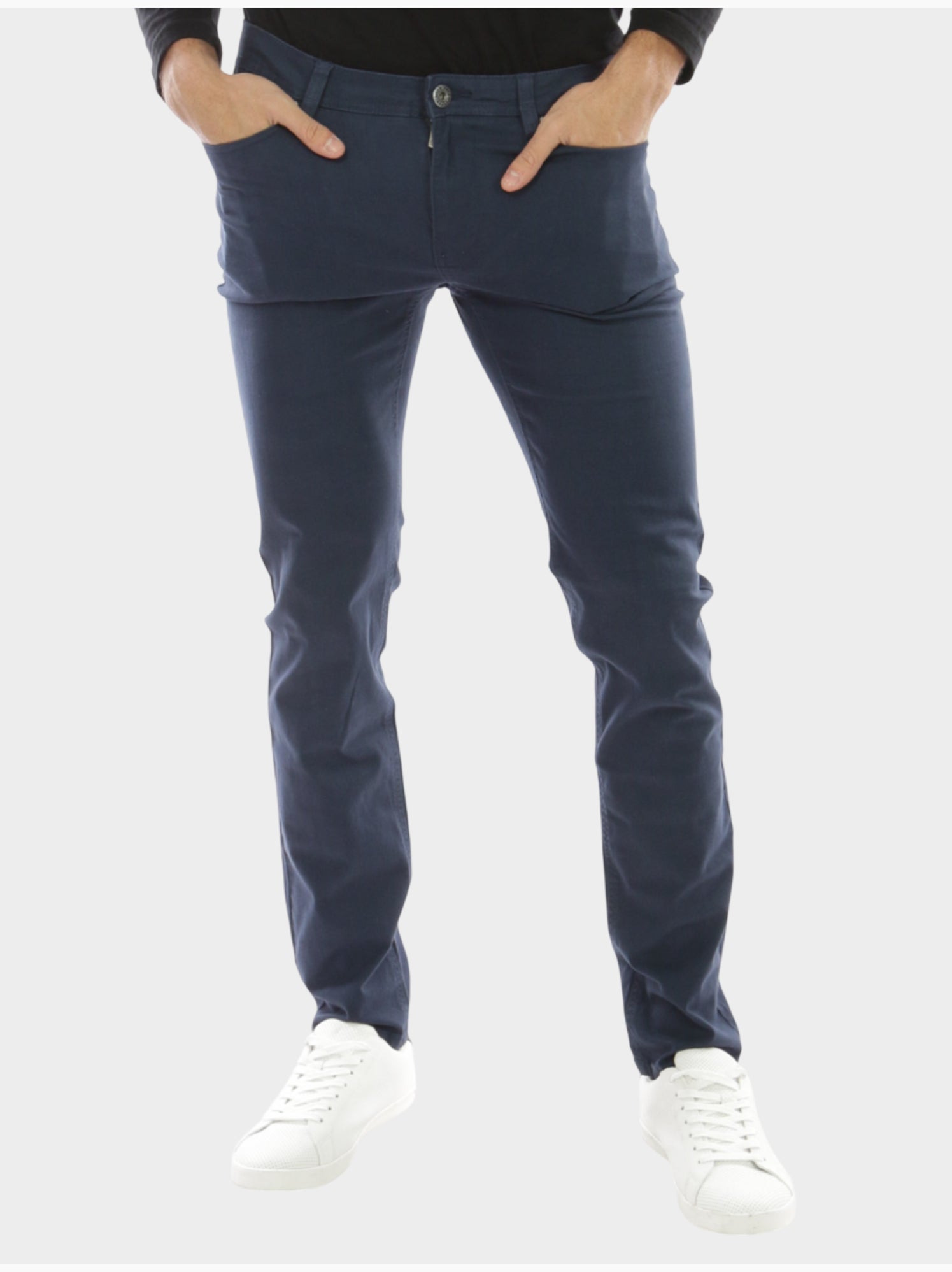 Pantalon chino uni - Bleu marine