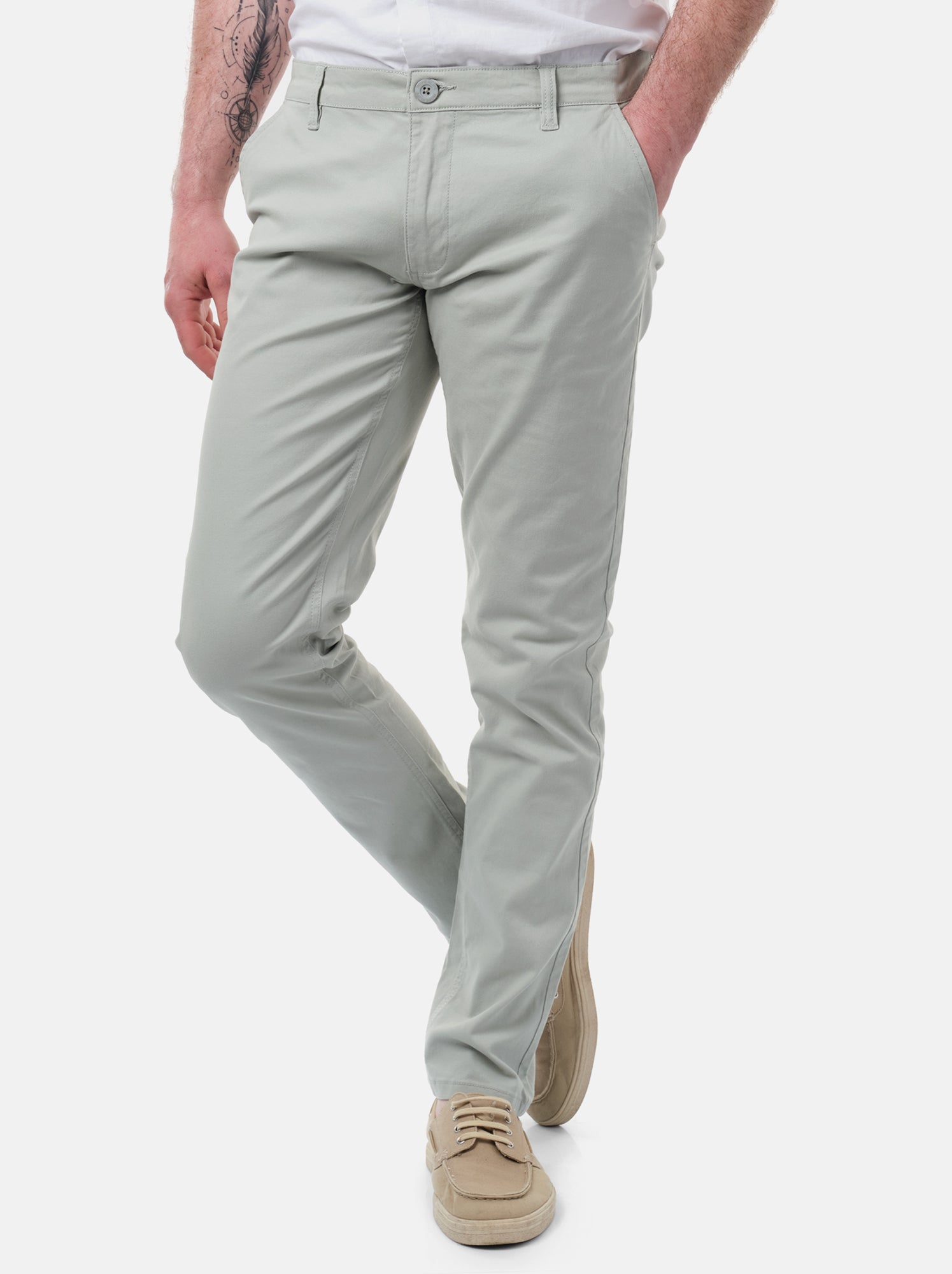 Pantalon chino uni - Gris