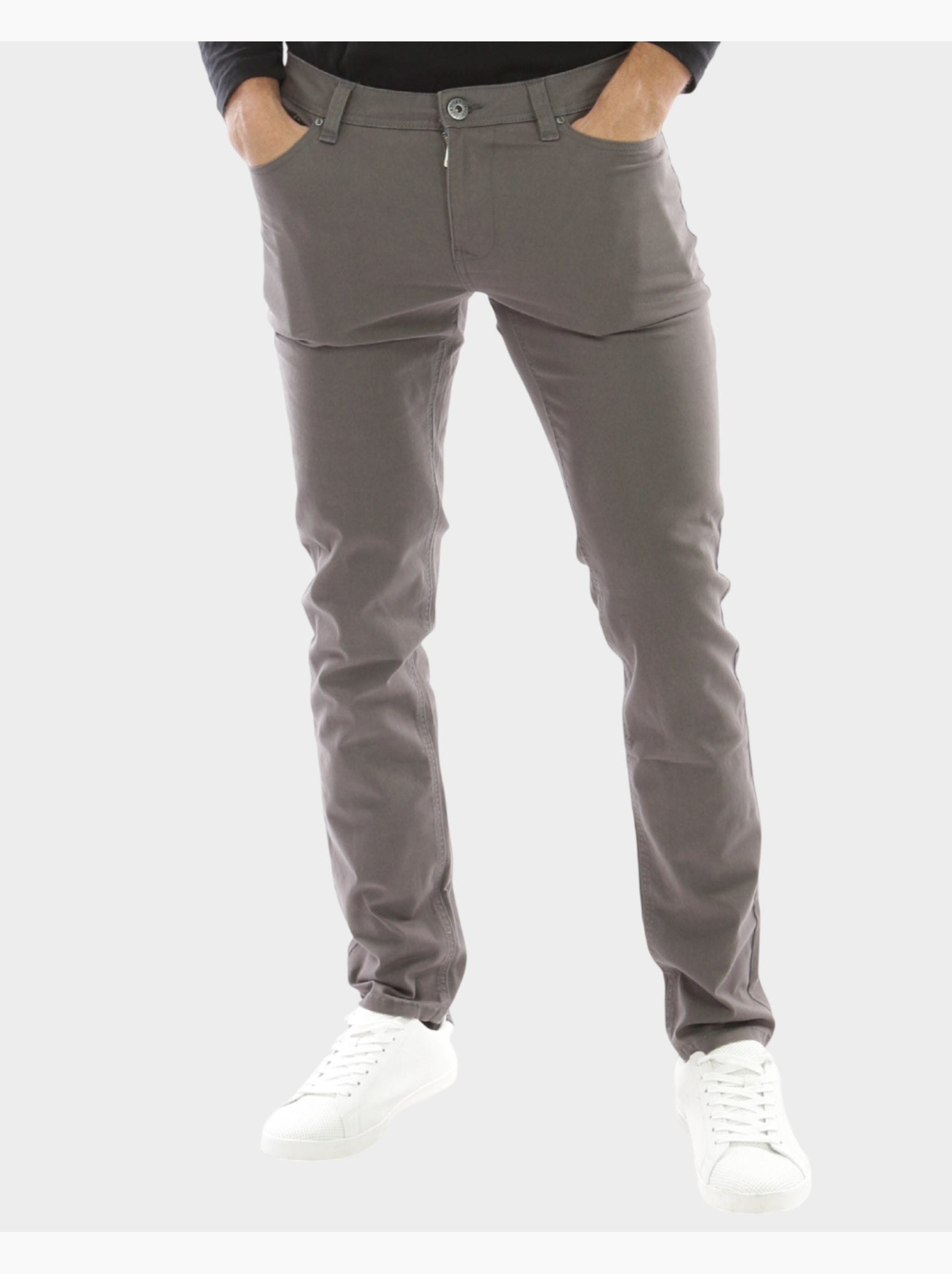 Pantalon chino uni - Gris