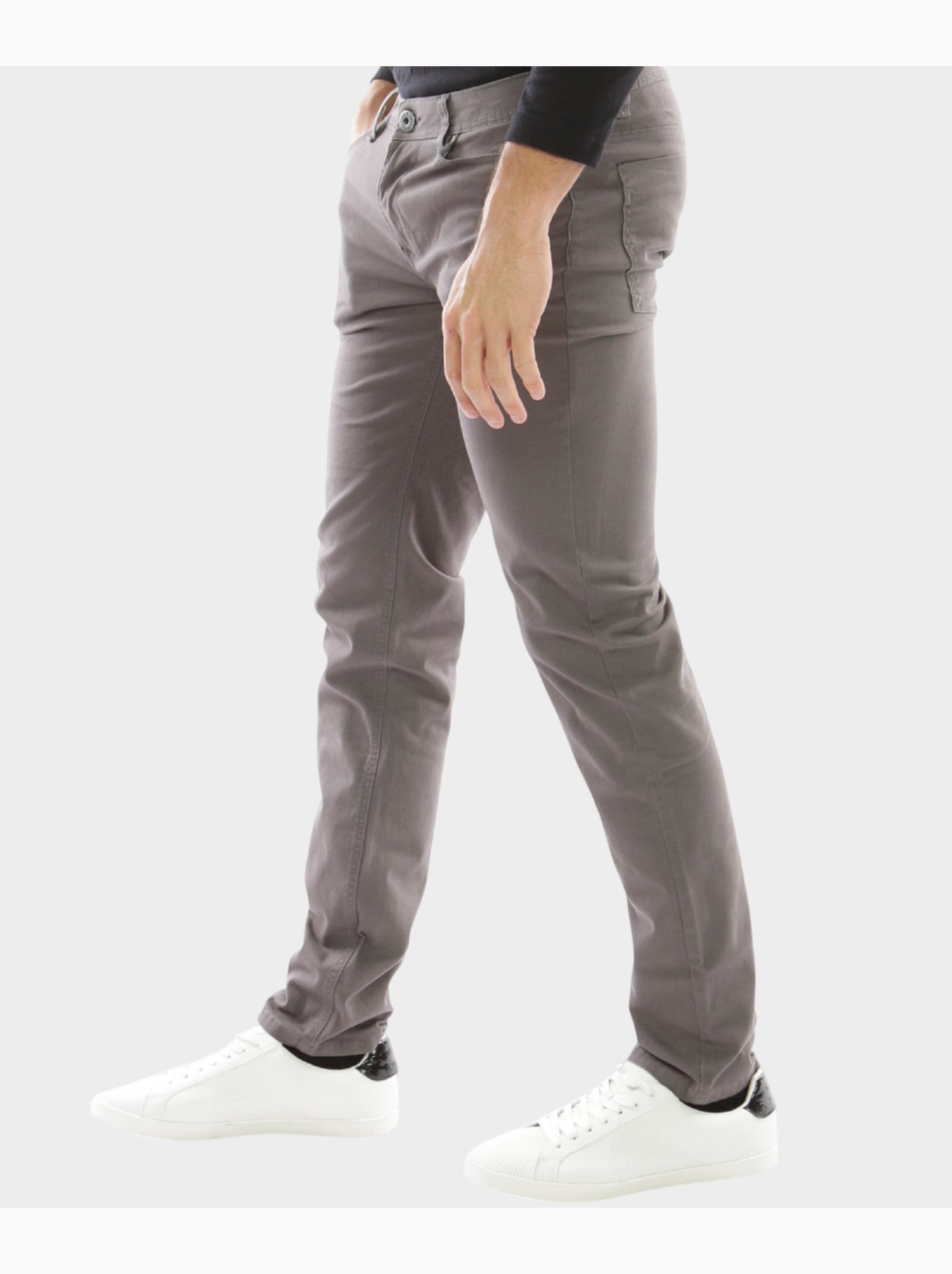 Pantalon chino uni - Gris