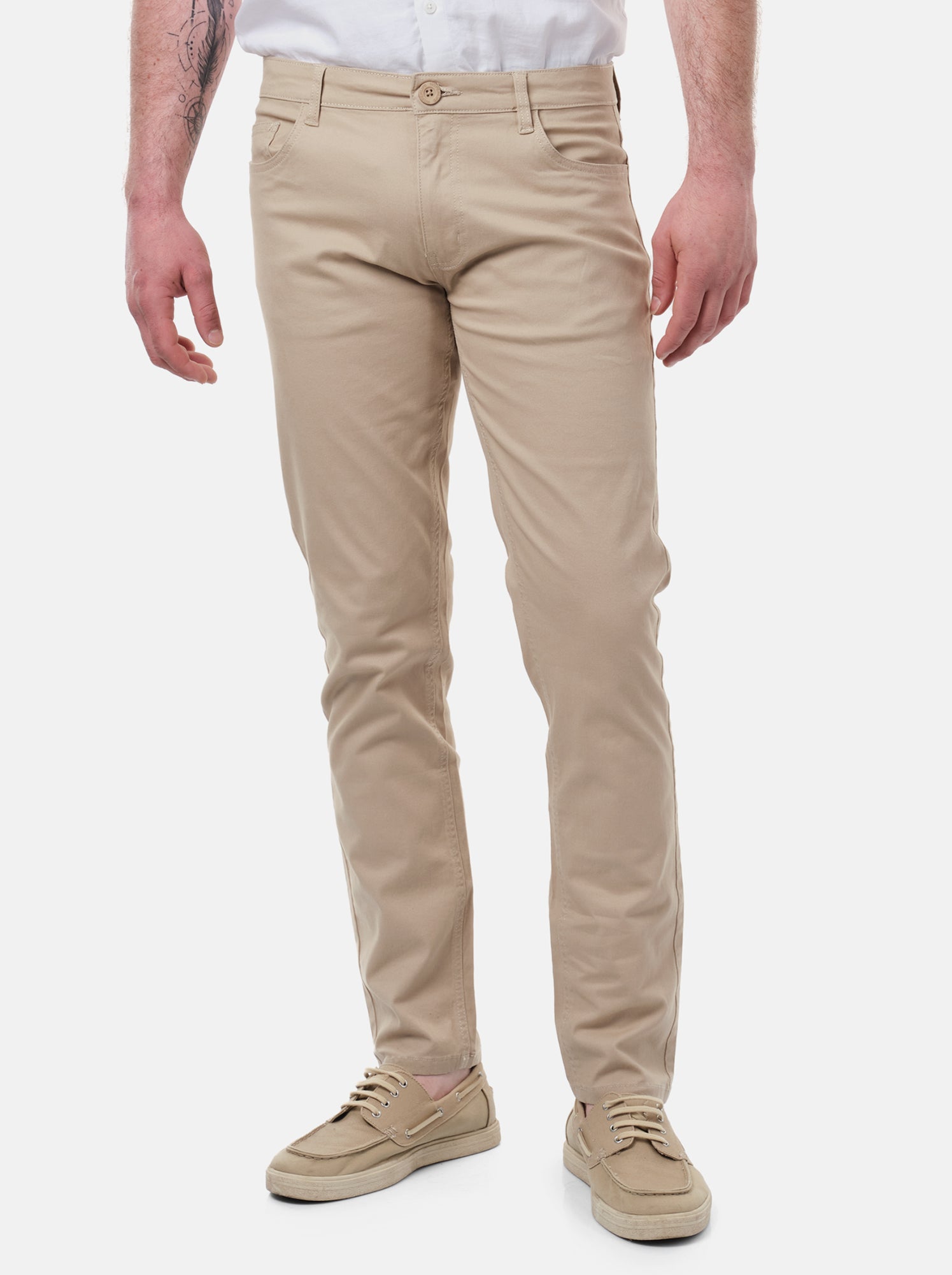 Pantalon chino uni - Kaki