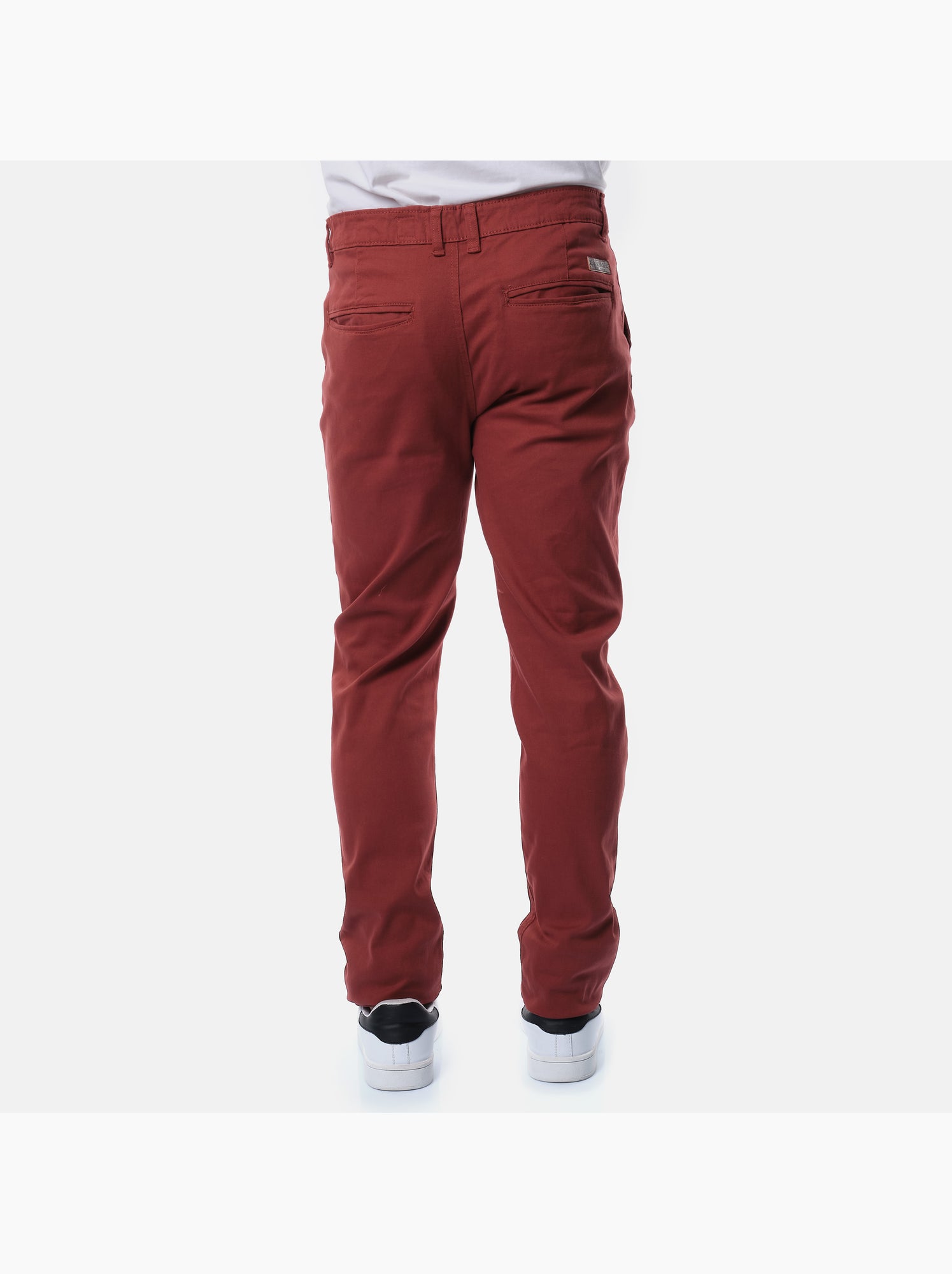 Pantalon chino uni - Rouge brique