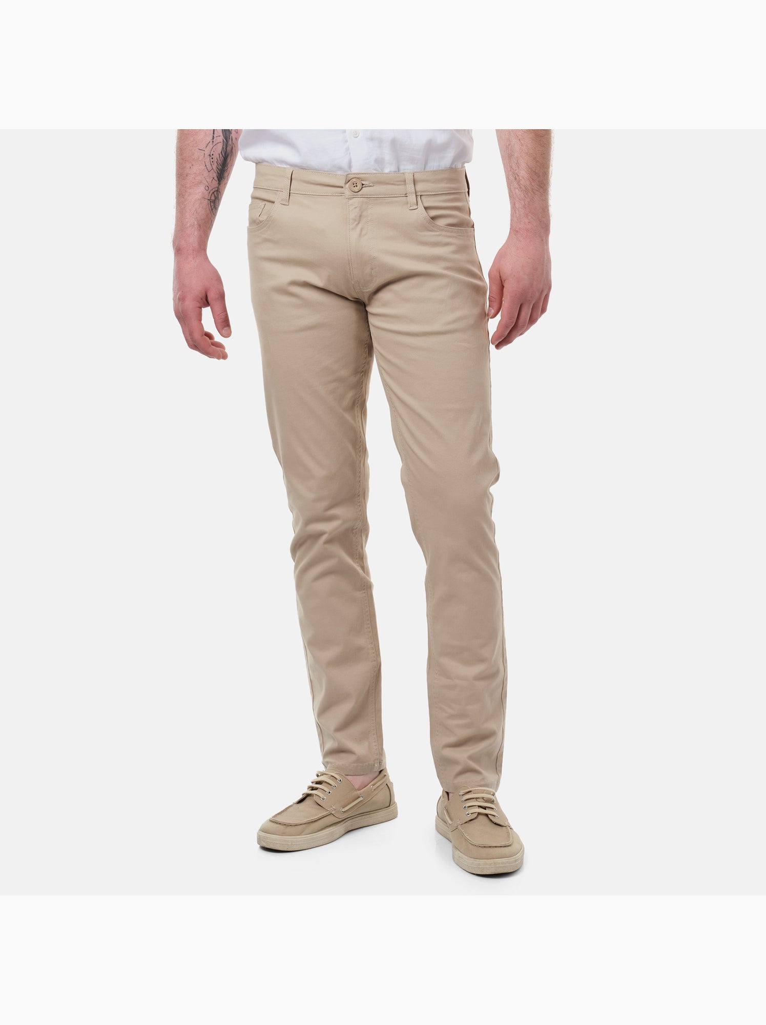 Pantalon chino uni - Taupe