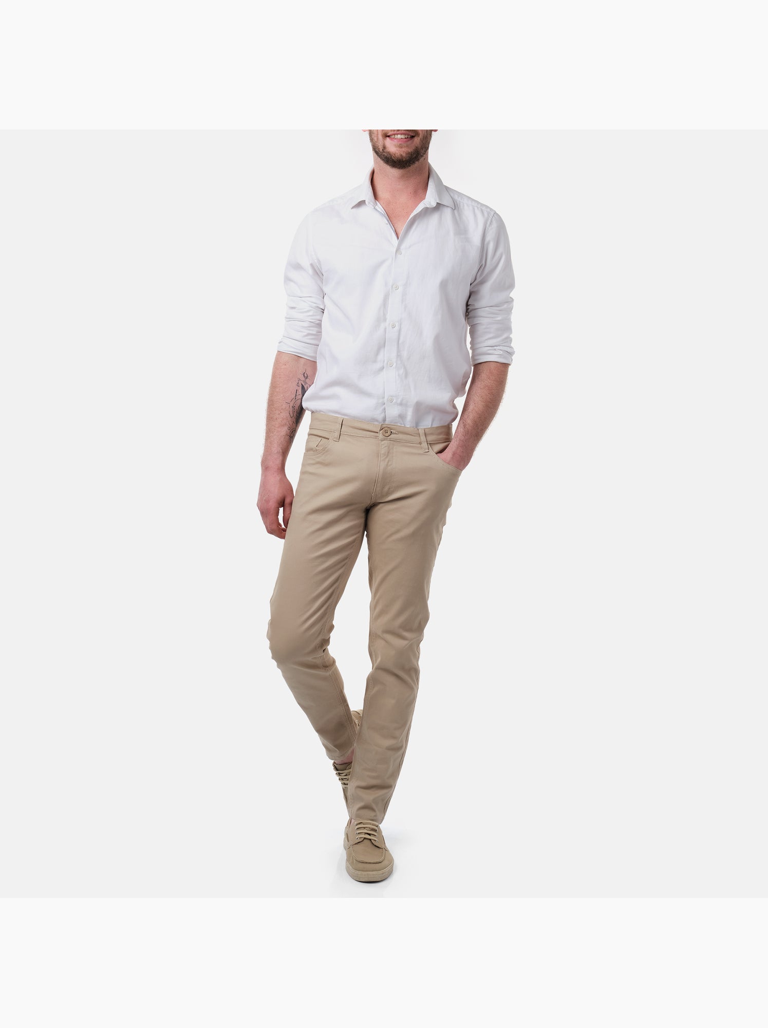 Pantalon chino uni - Taupe