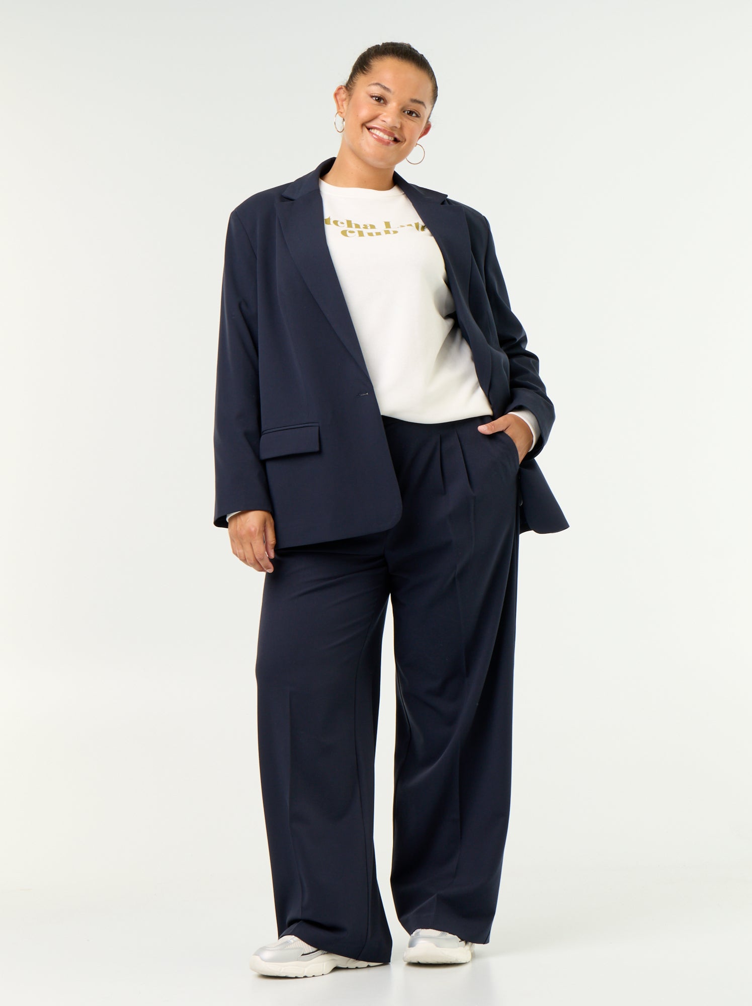 Pantalon cigarette large - Bleu